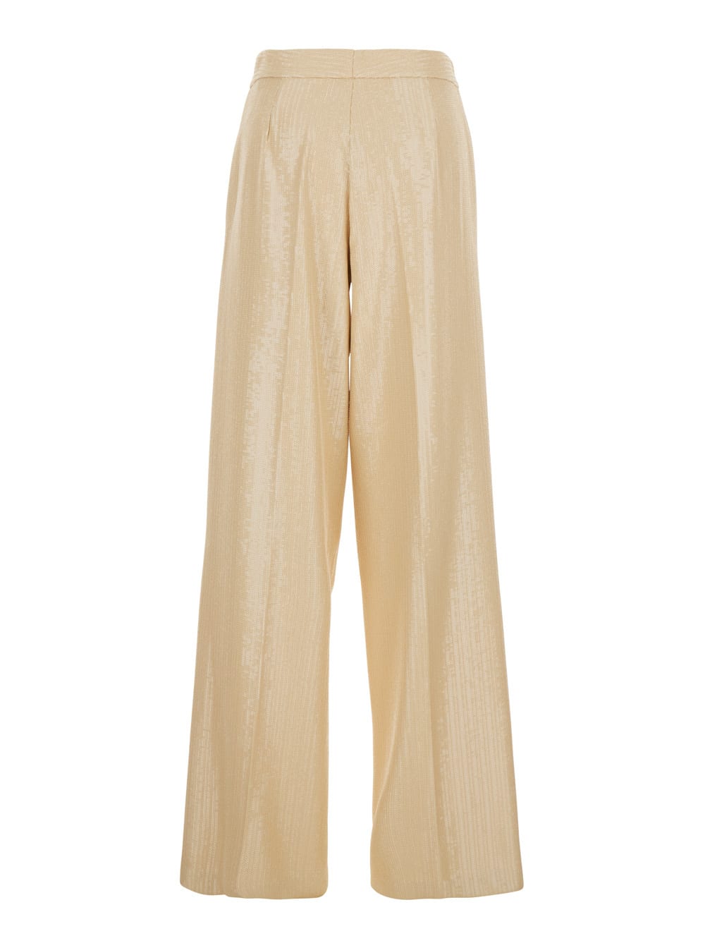 Shop Federica Tosi Beige Pants With All-over Applied Sequins In Tech Fabric Woman