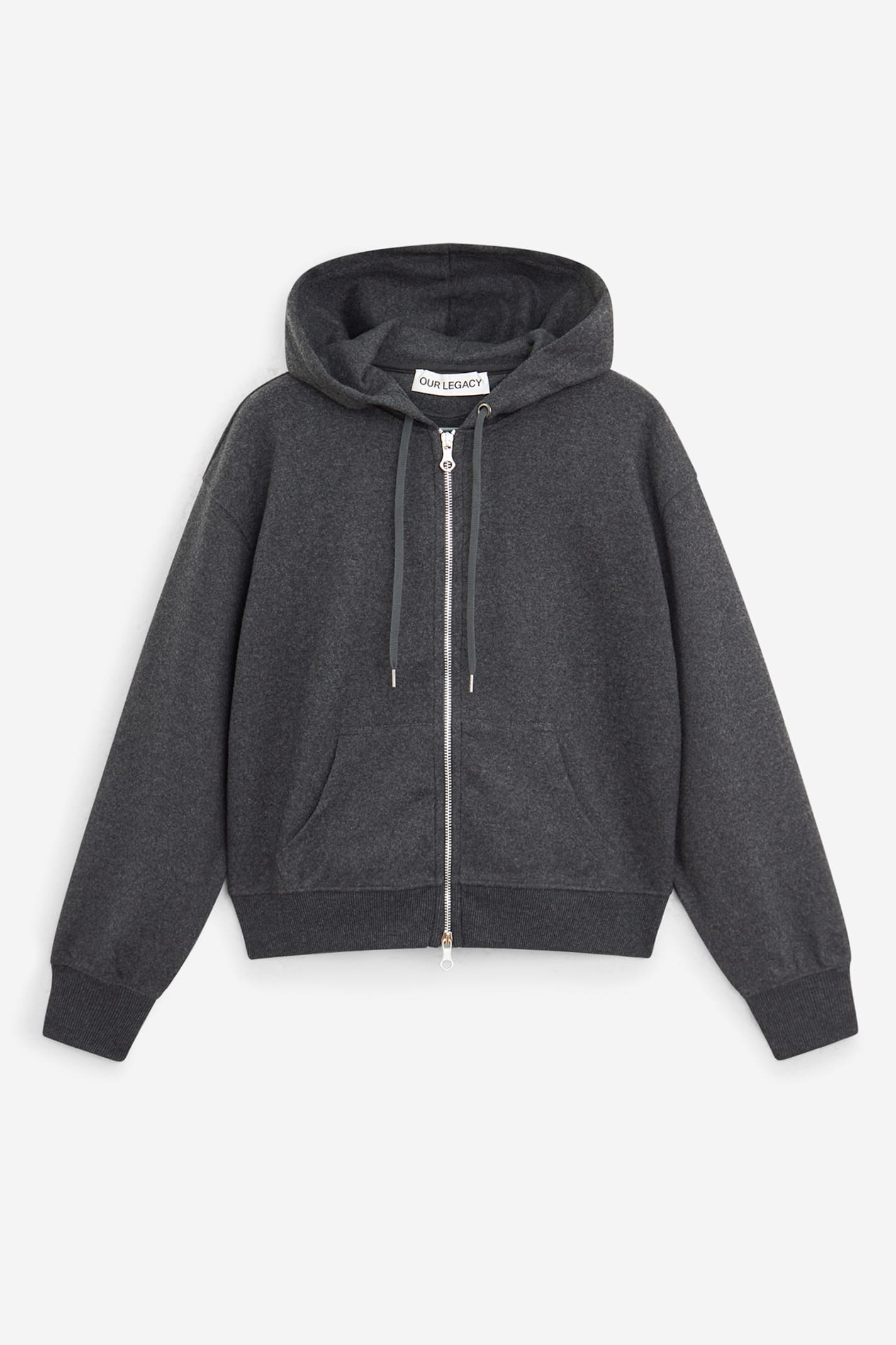 Our Legacy Relaxed Fit Front-zip Sweatshirt With Drawstring Hood In Gray