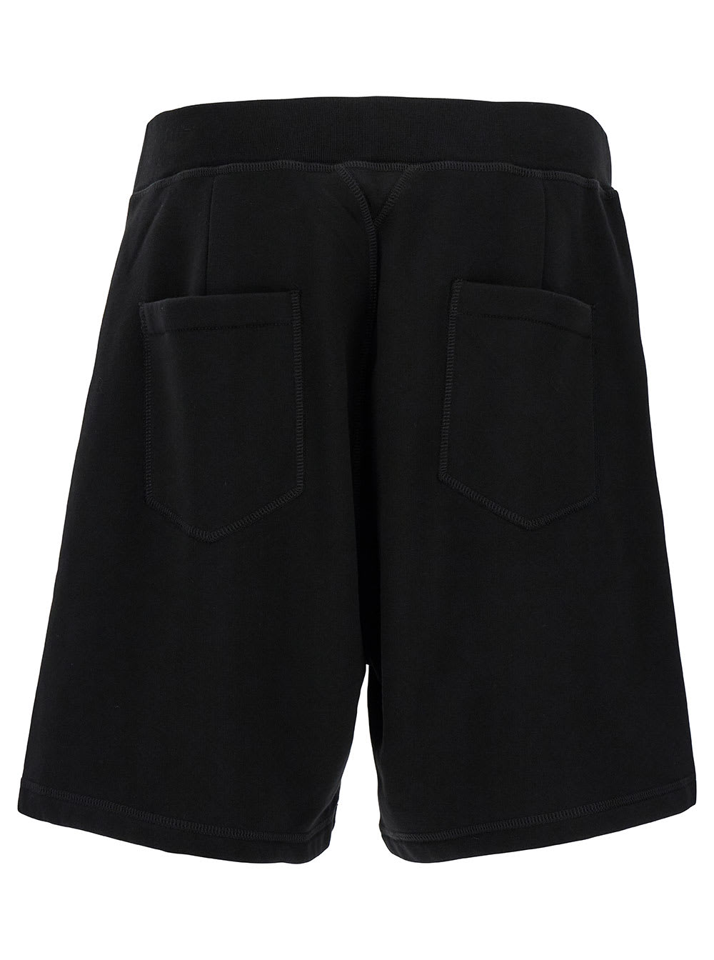 Dsquared2 Black Bermuda Shorts With Icon Logo Print In Cotton Man In Black