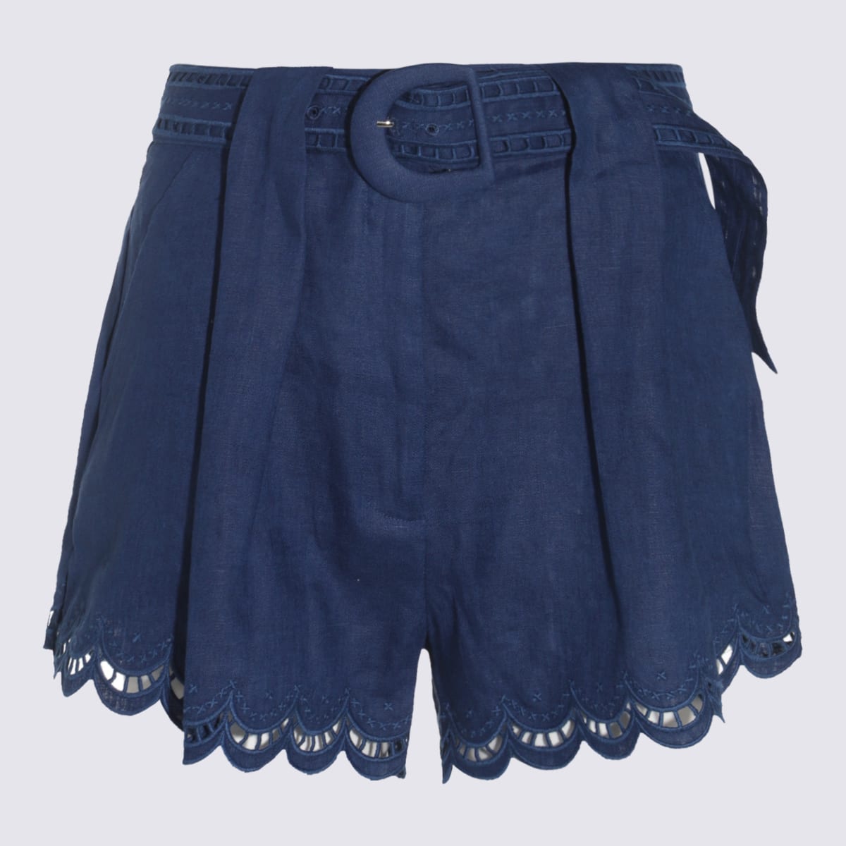 Blue Linen Shorts