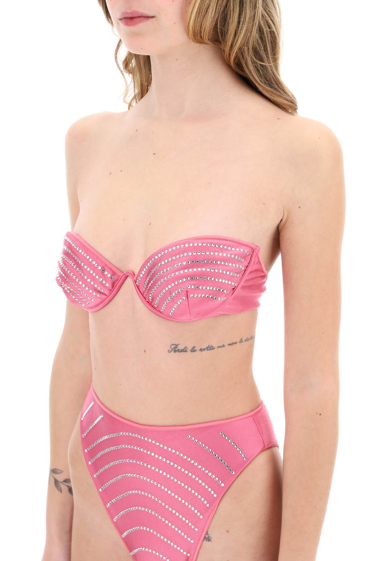 Shop Oseree Bikini Set With Rhinestones In Flamingo (fuchsia)