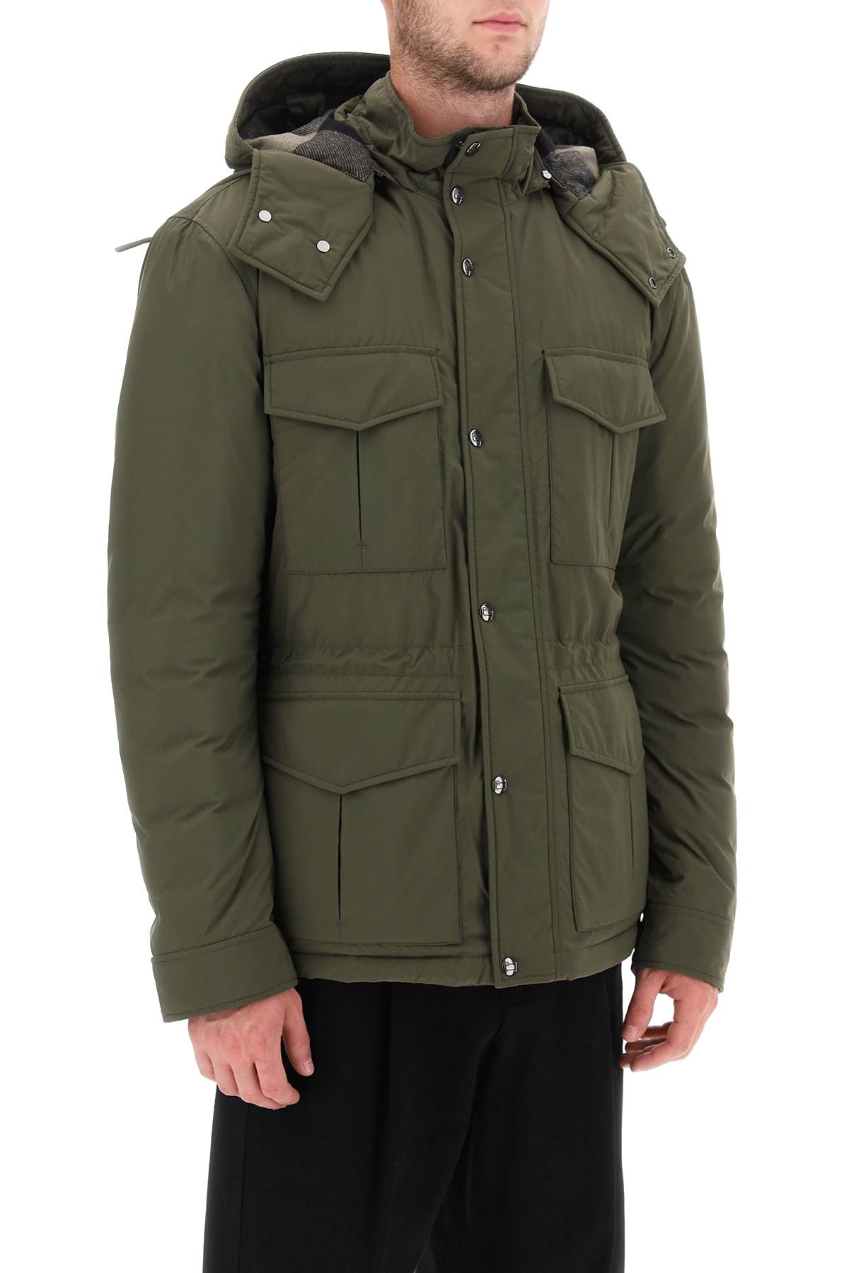 Shop Woolrich Aleutian Hooded Field Jacket In Dark Green