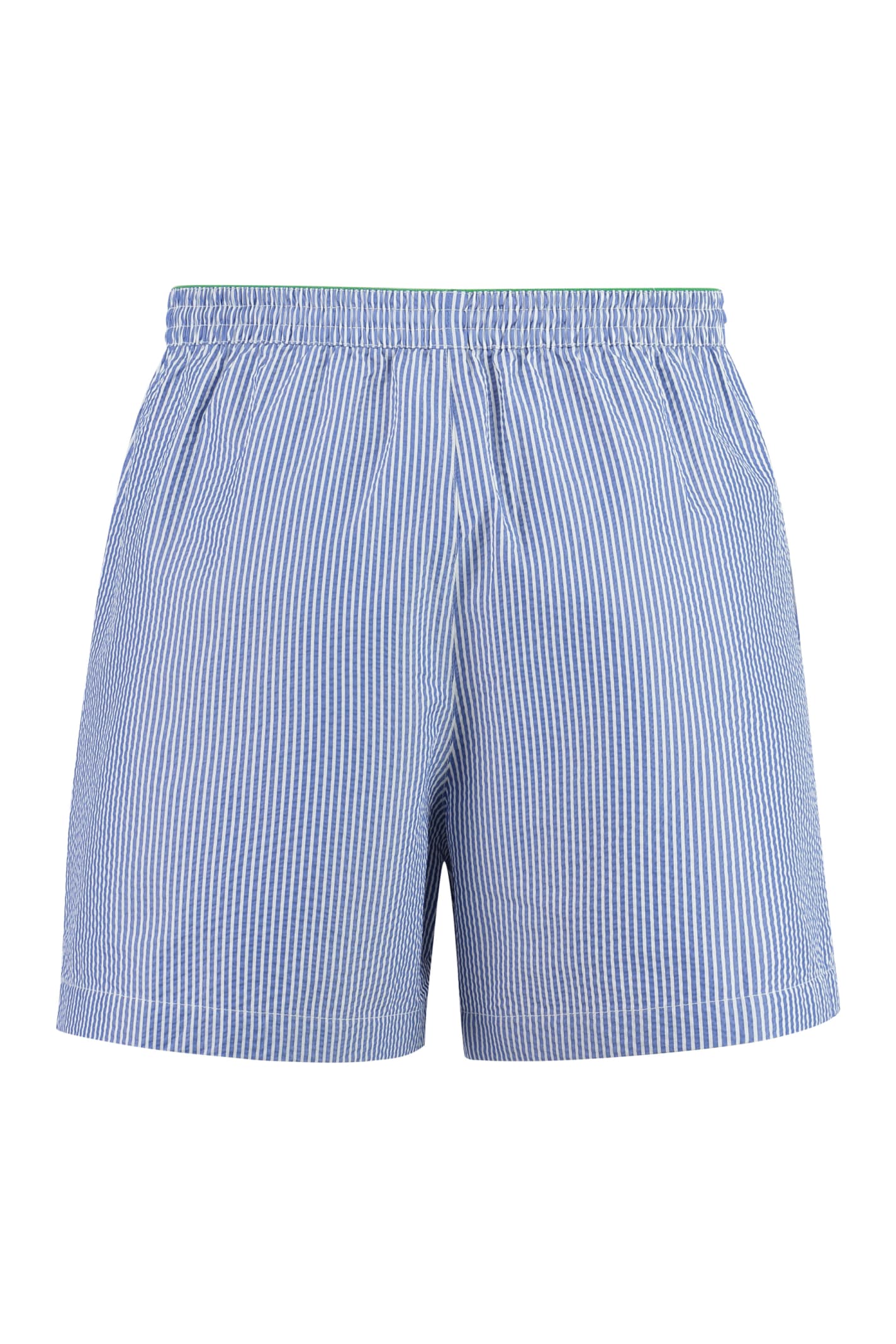 Shop Bottega Veneta Striped Swim Shorts In Blue