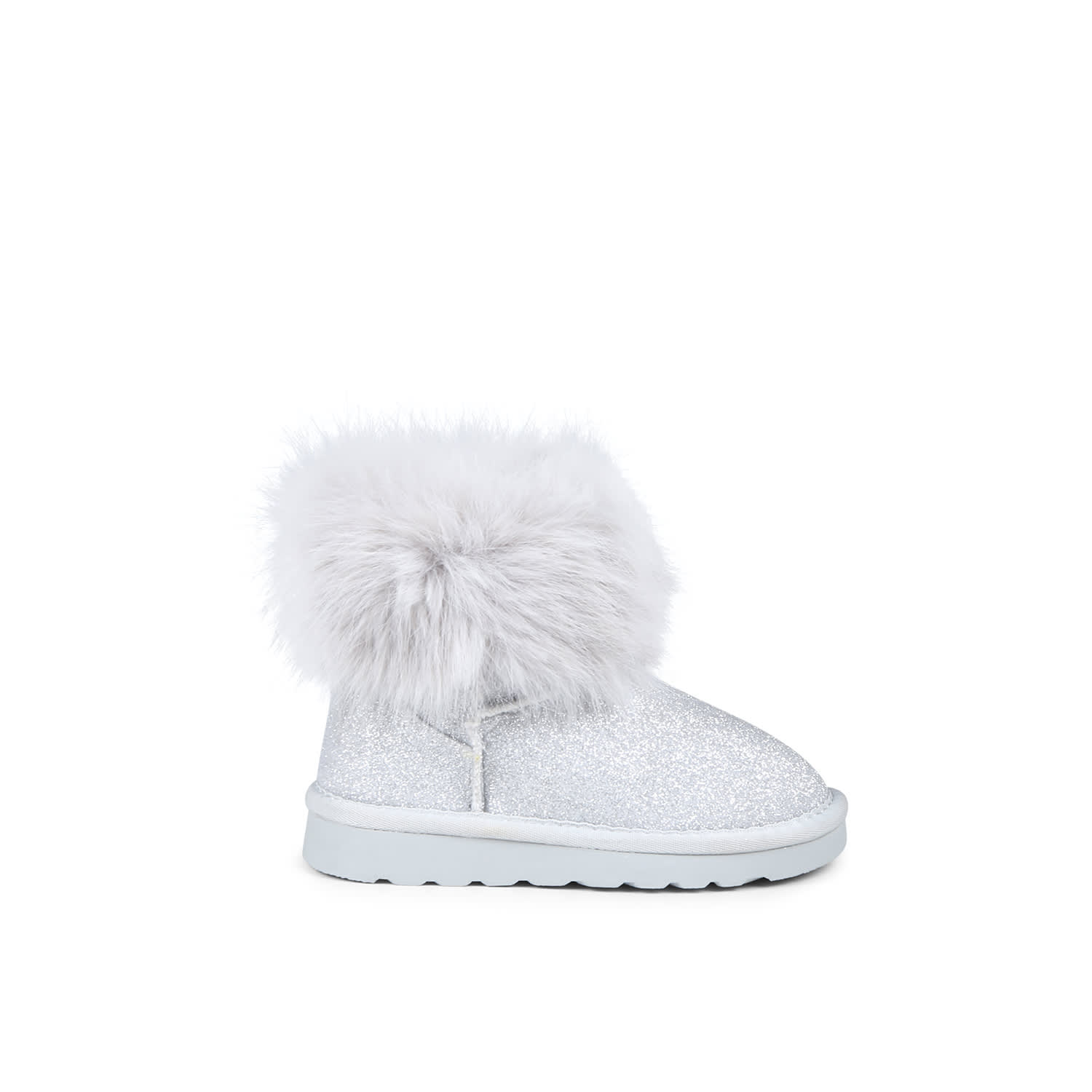 Monnalisa Silver Ankle Boots For Girl With Herat In Silver