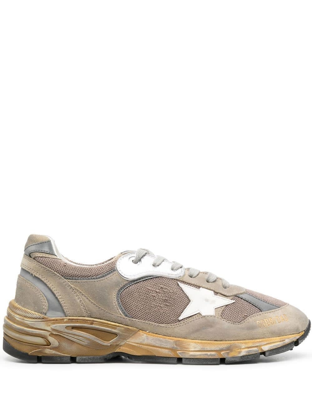 Golden Goose Running Dad Net And Suede Upper Leather Star Suede Spur Pink/White  80454