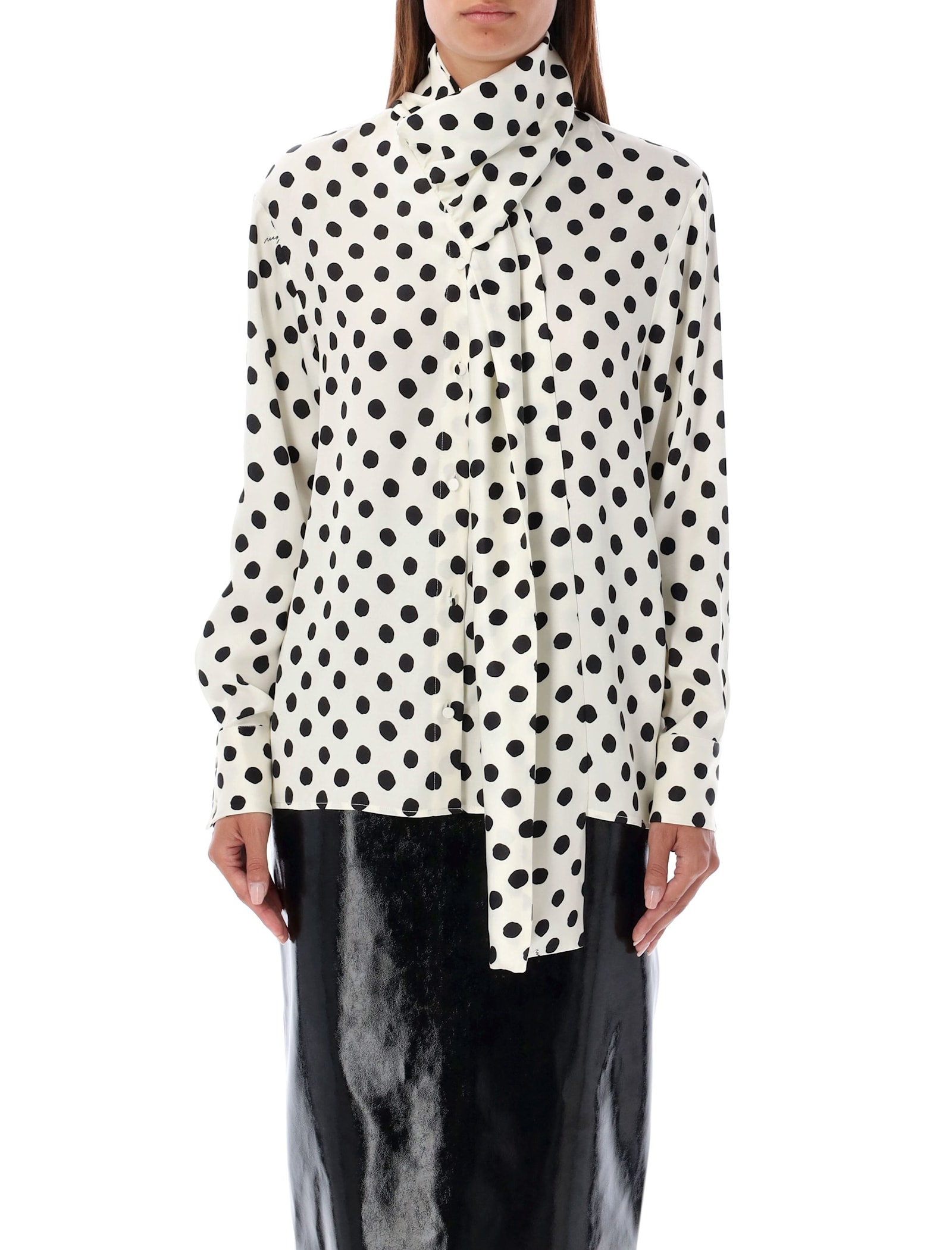 Shop Msgm Polka Dots Blouse In Off White