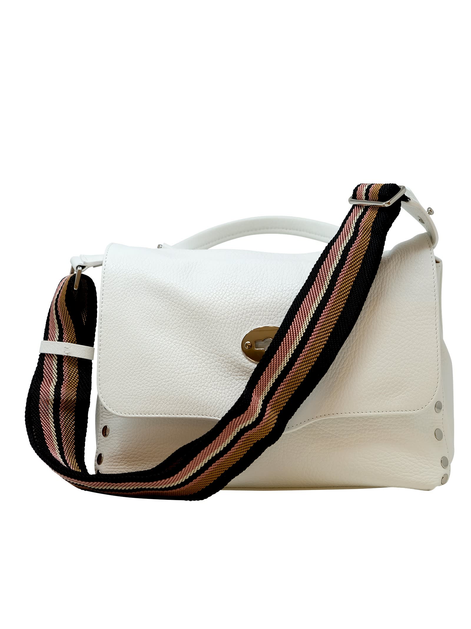 Shop Zanellato 068010-0050000-z1190 White Postina Daily S Giorno S Leather Handbag