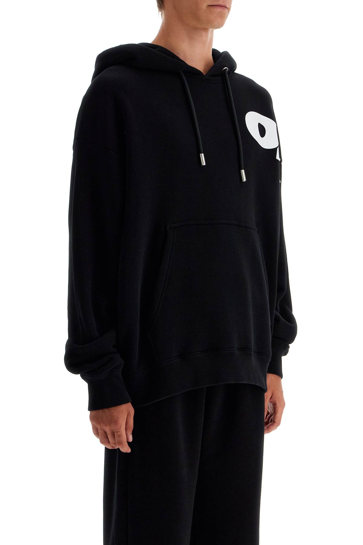 Shop Off-white Hooded Sweatshirt With Shared In Black - White (black)