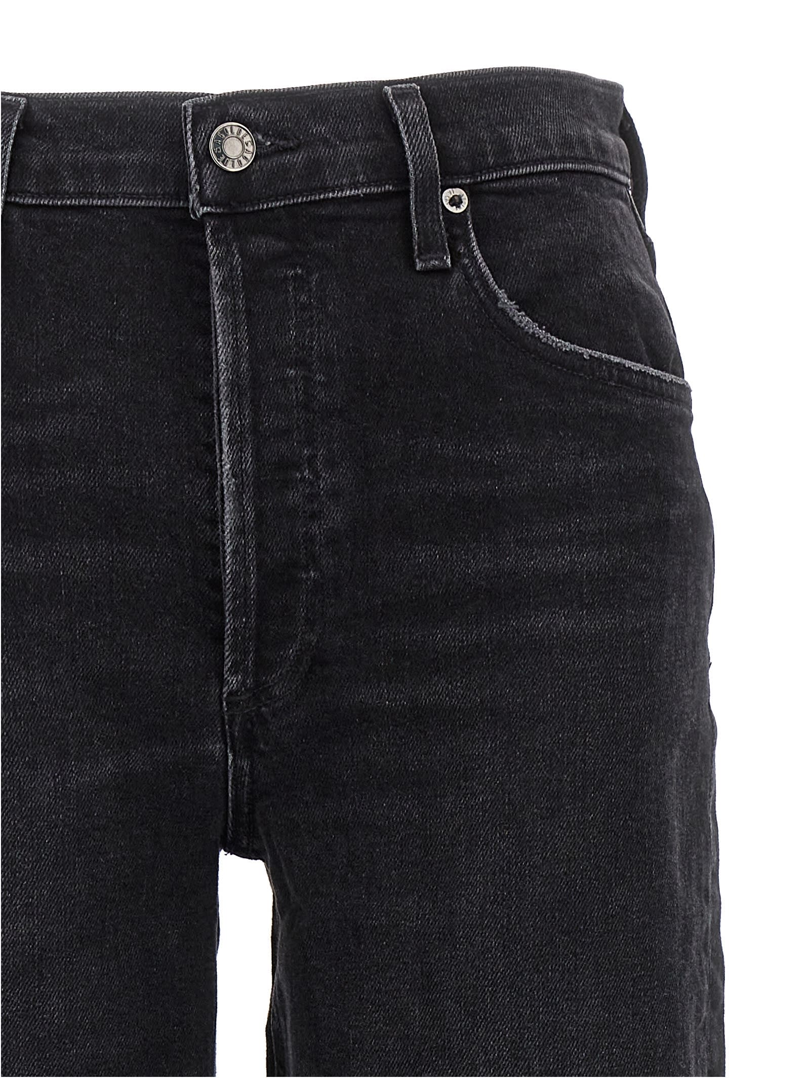 Shop Agolde Riley Long Jeans In Black