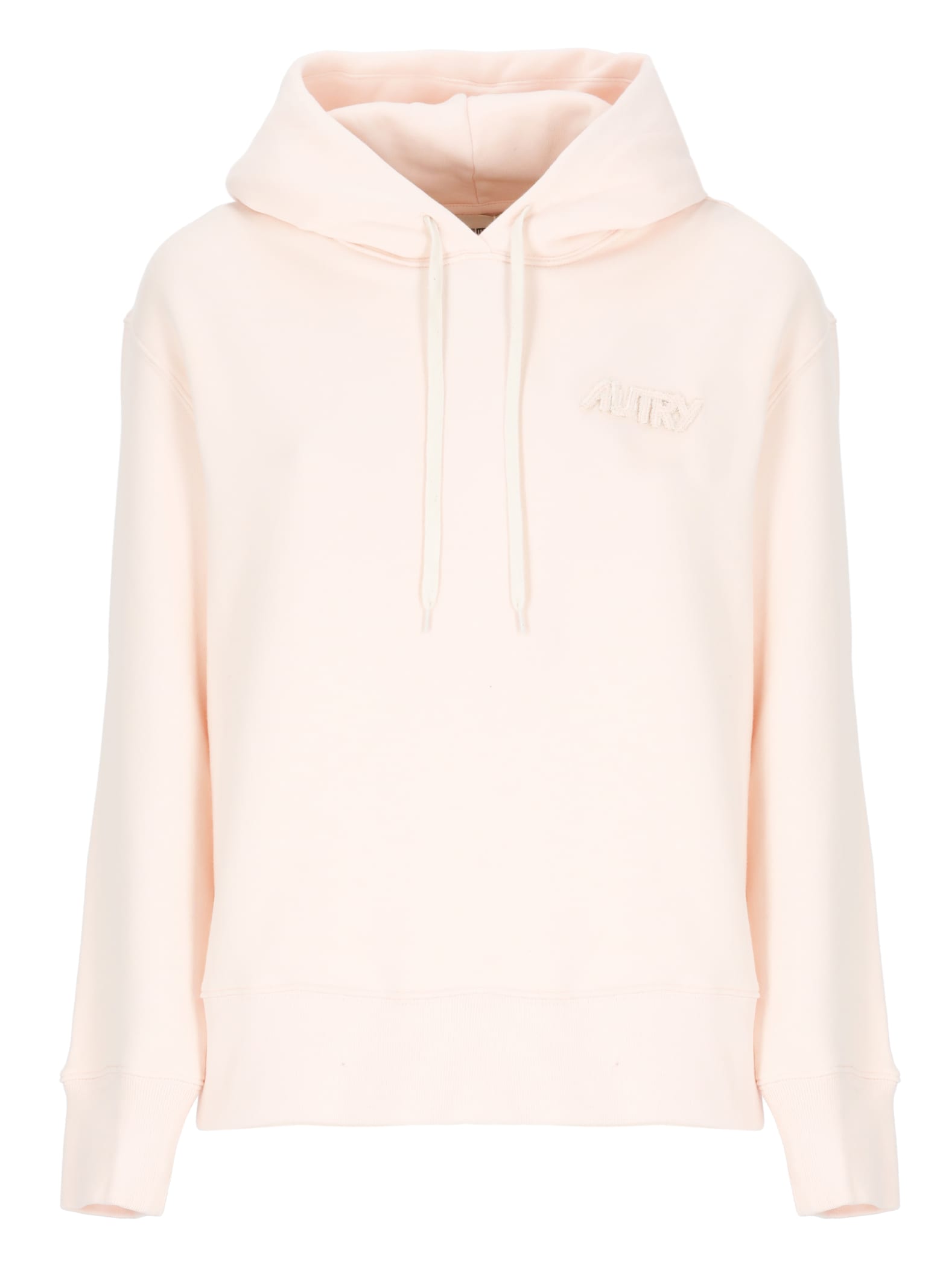 Autry Hooded Sweatshirt With Logo Embroidery And Elasticized Edges In Pink