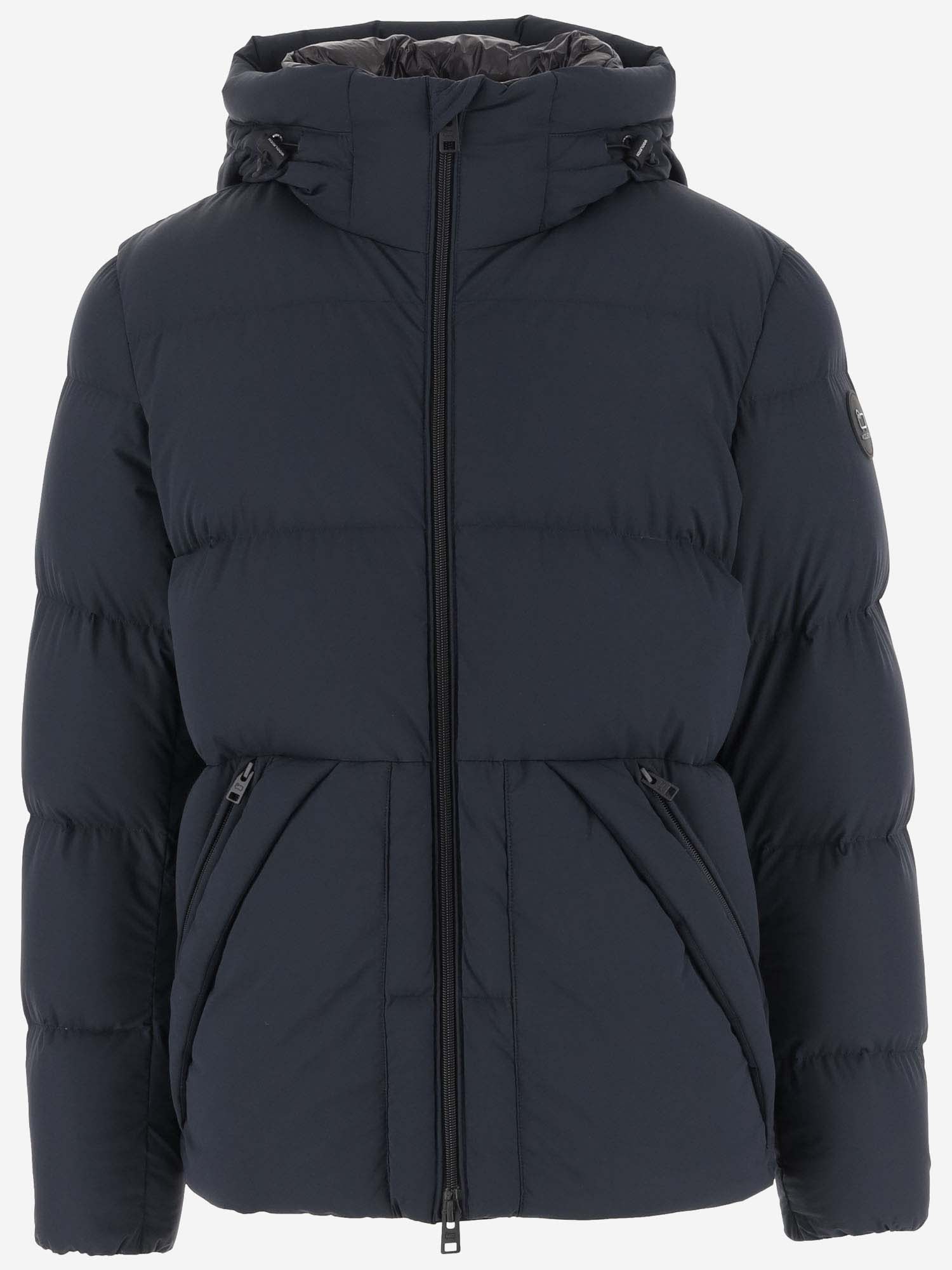 Shop Woolrich Sierra Supreme Down Jacket In Stretch Nylon In Melton Blue