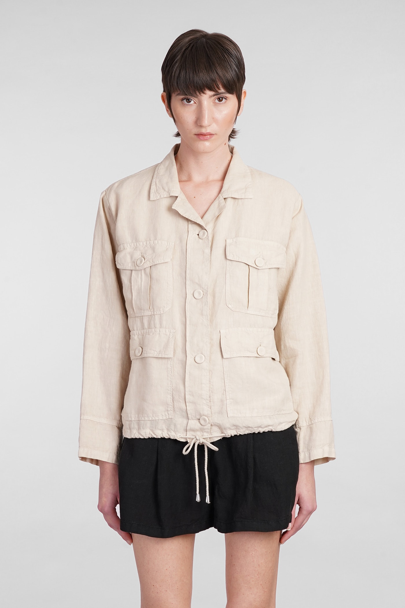 Shop 120% Lino Casual Jacket In Beige Linen