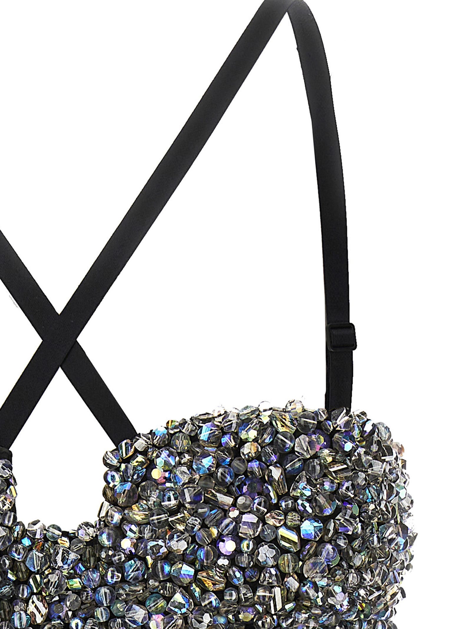 Dolce & Gabbana Bustier Top With Embroidered Sequins In Silver