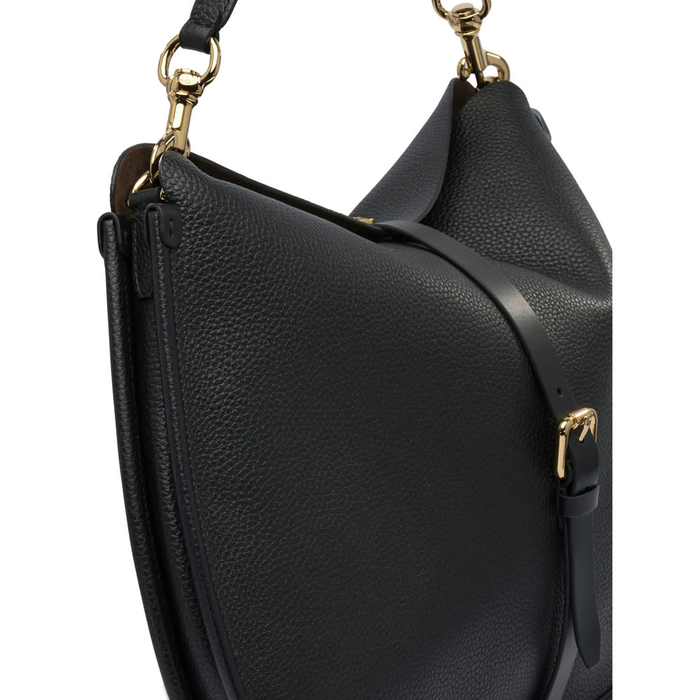 Etro Leather Textured Shoulder Bag In Black