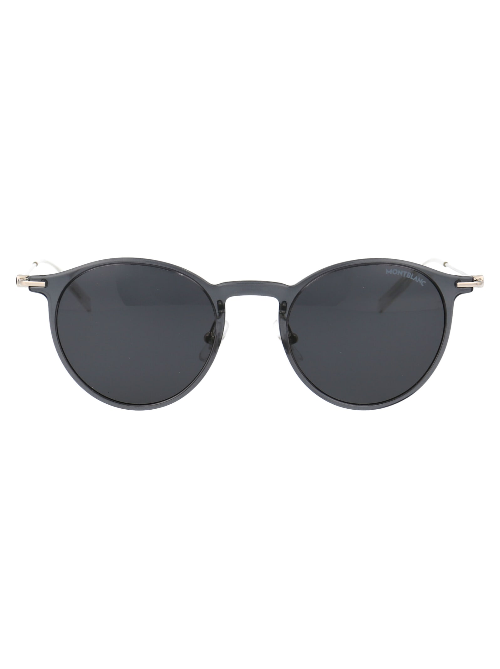 Shop Montblanc Mb0097s Sunglasses In 001 Grey Silver Grey