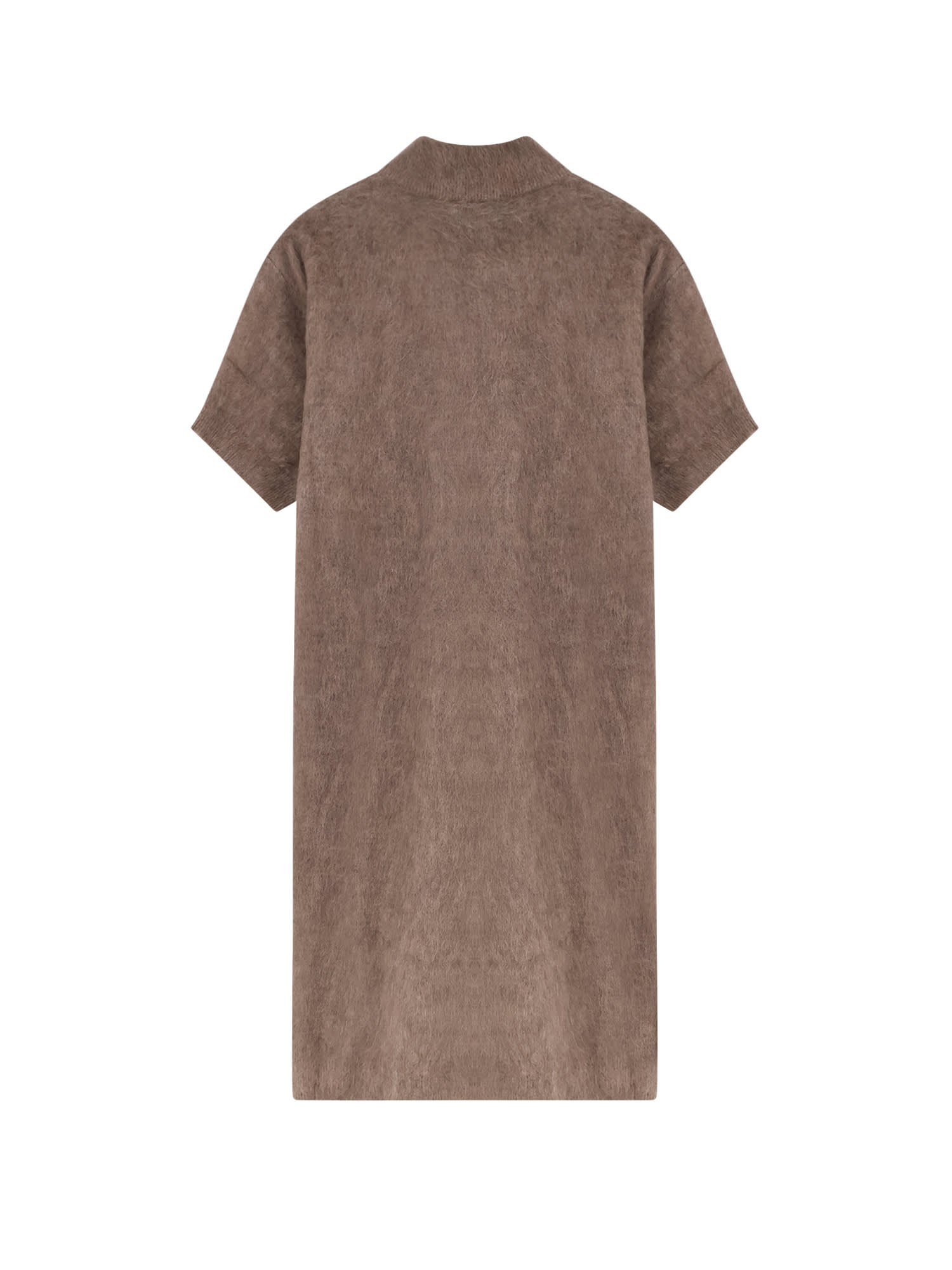 Brunello Cucinelli Women Mohair And Virgin Wool Dress With Sequins In Brown