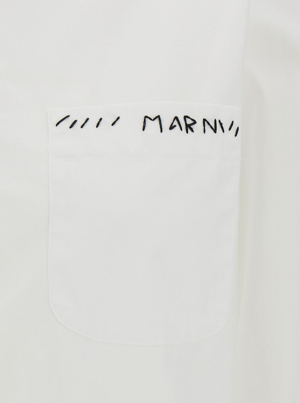 Shop Marni Oversized White Shirt With Contrasting Logo Print In Cotton Woman