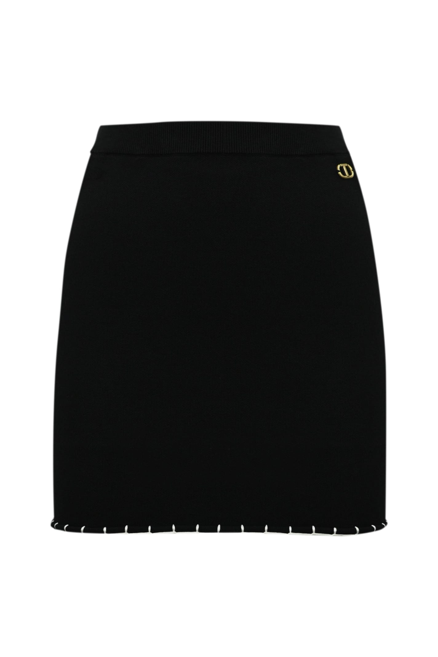 TWINSET KNITTED SKIRT WITH STITCHING