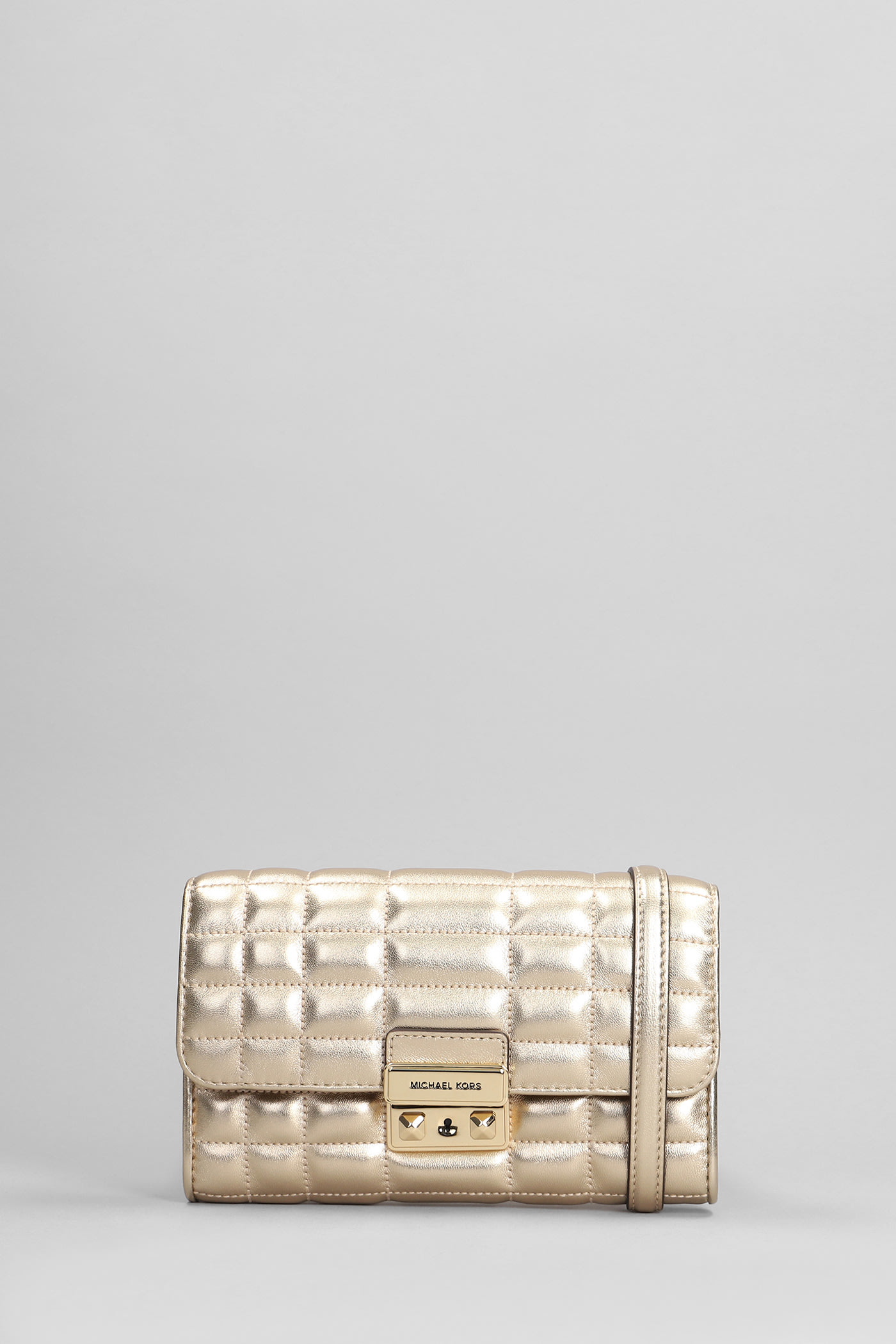 Shop Michael Kors Tribeca Shoulder Bag In Gold Leather