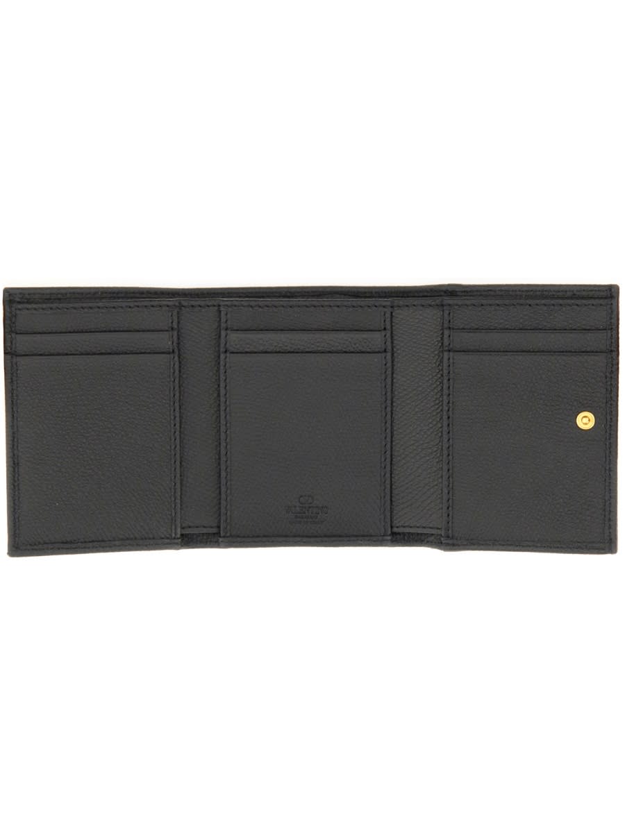 Valentino Vlogo Signature Trifold Wallet In Black