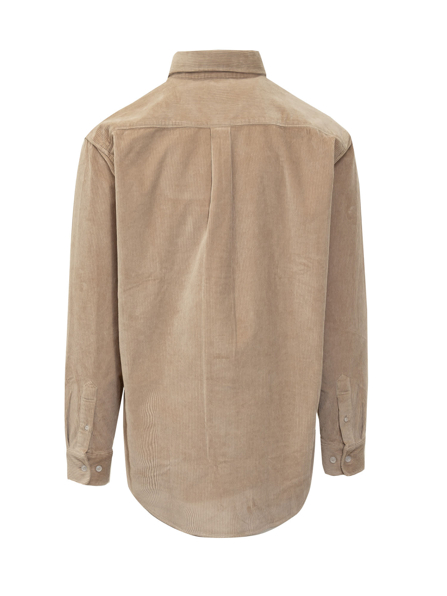 Shop Drôle De Monsieur Corduroy Shirt In Beige