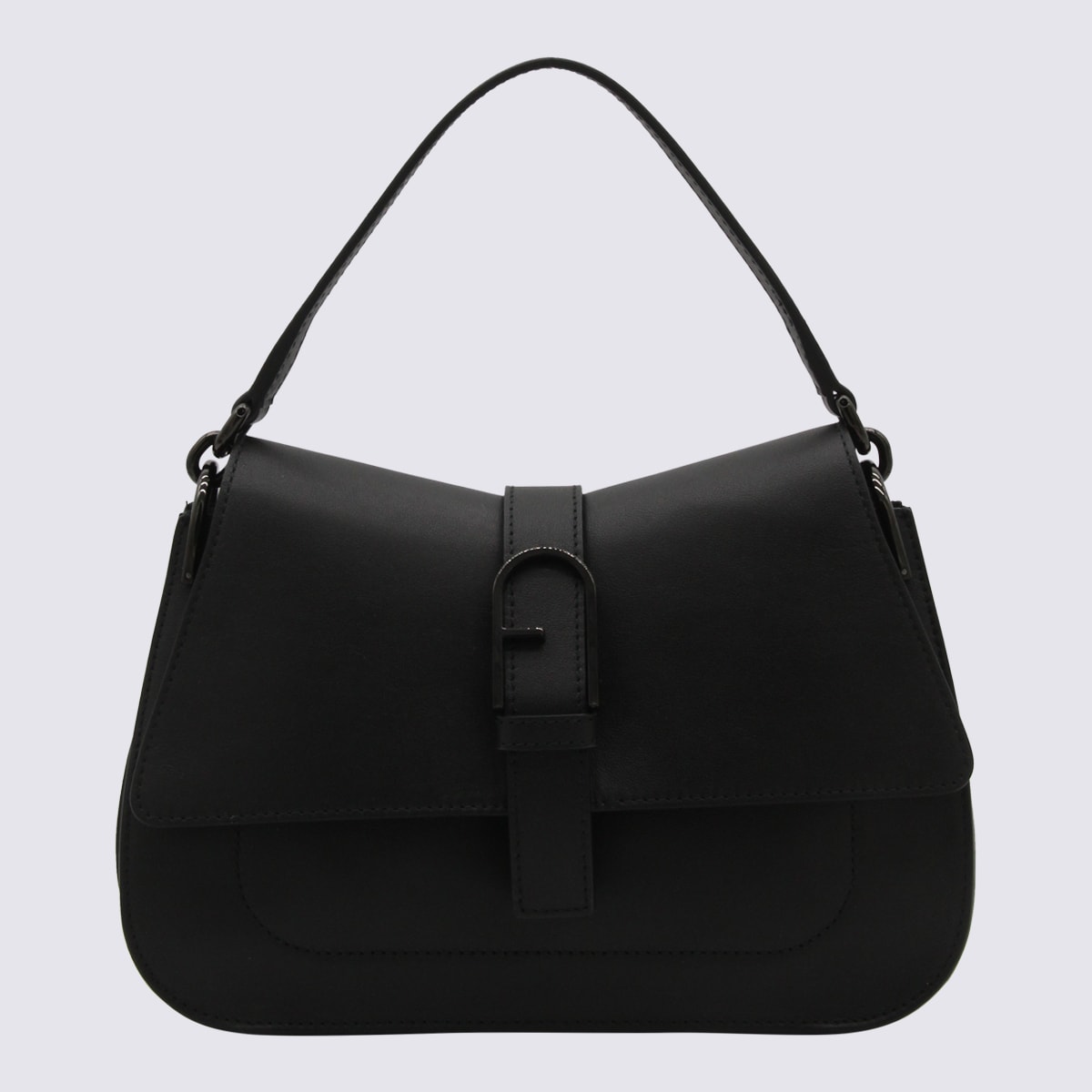 Shop Furla Black Leather Flow Bag