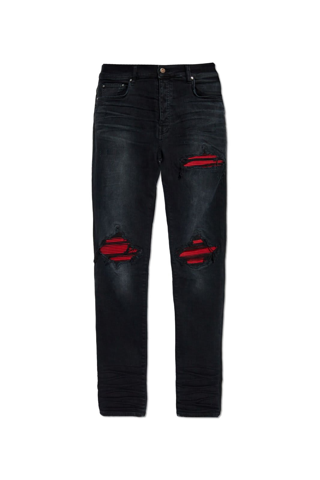 Shop Amiri Distressed Slim-fit Jeans In Black