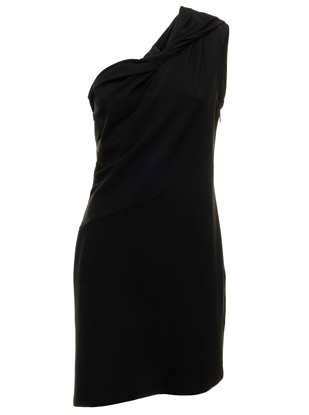 Givenchy One-shoulder Cutout Twisted Jersey Mini Dress In Black
