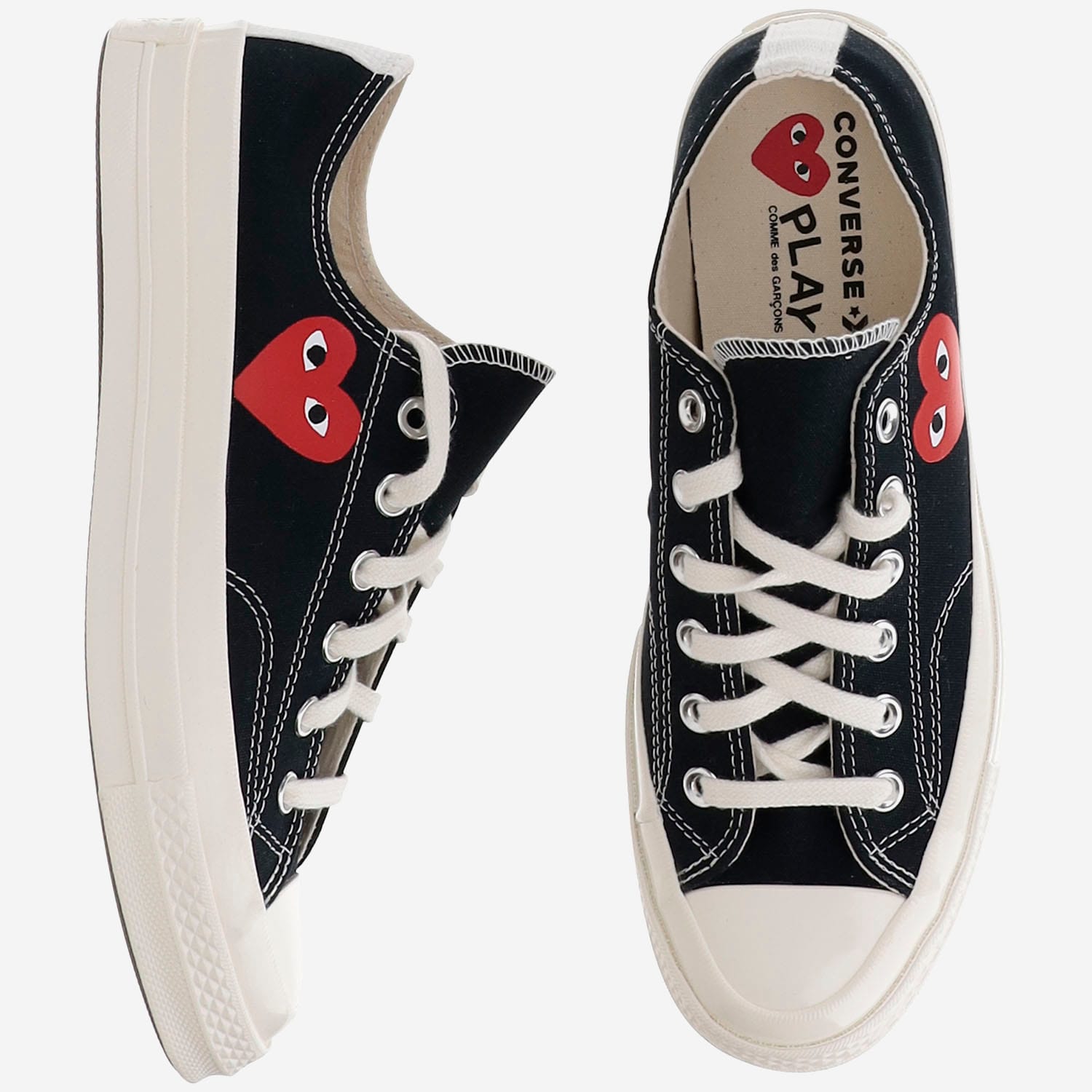 Comme Des Garçons Play Chuck Taylor Small Red Heart Sneakers In Black