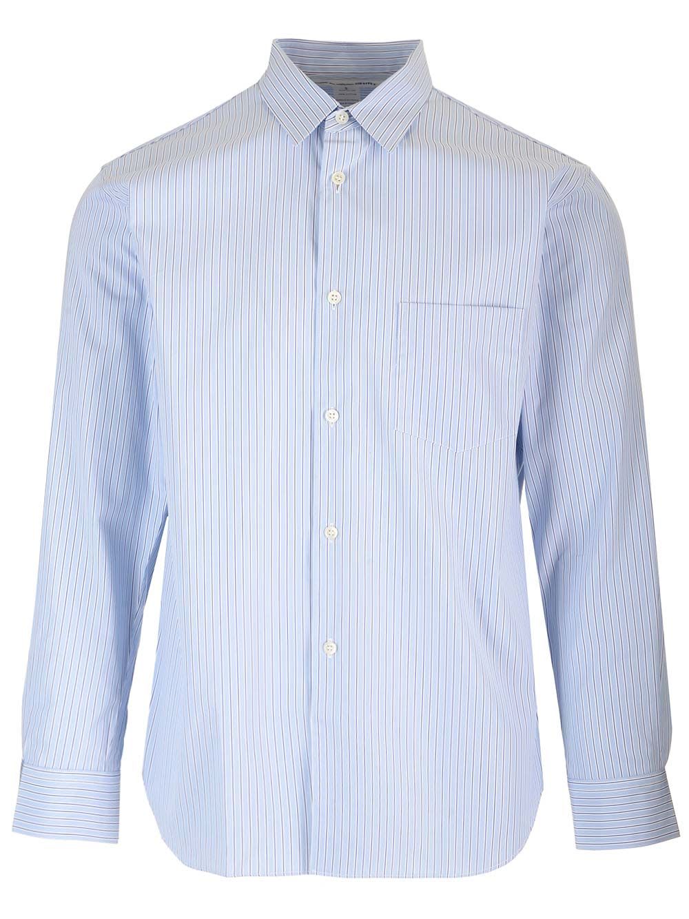 Shop Comme Des Garçons Shirt Striped Cotton Shirt In Light Blue