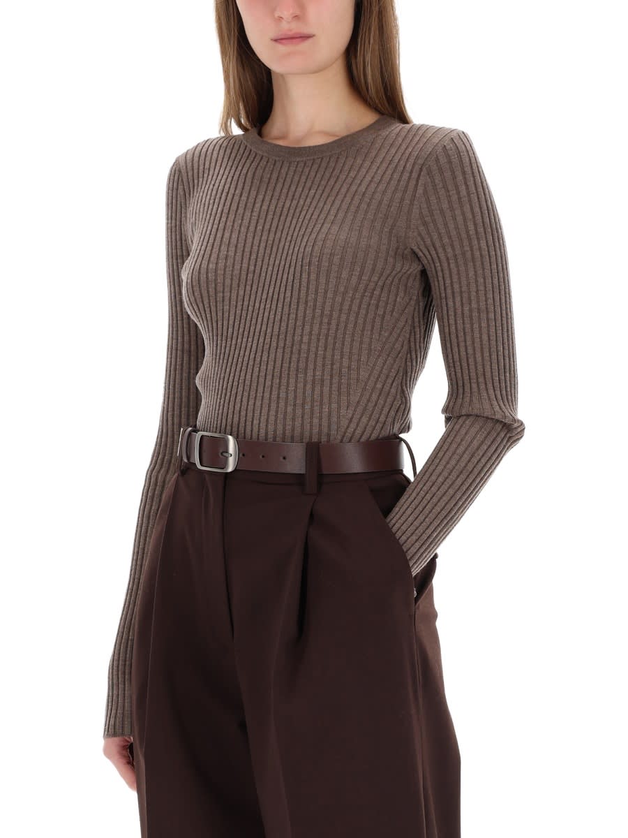 Helmut Lang Open Back Ribbed Top Light Brown Melange In Brown
