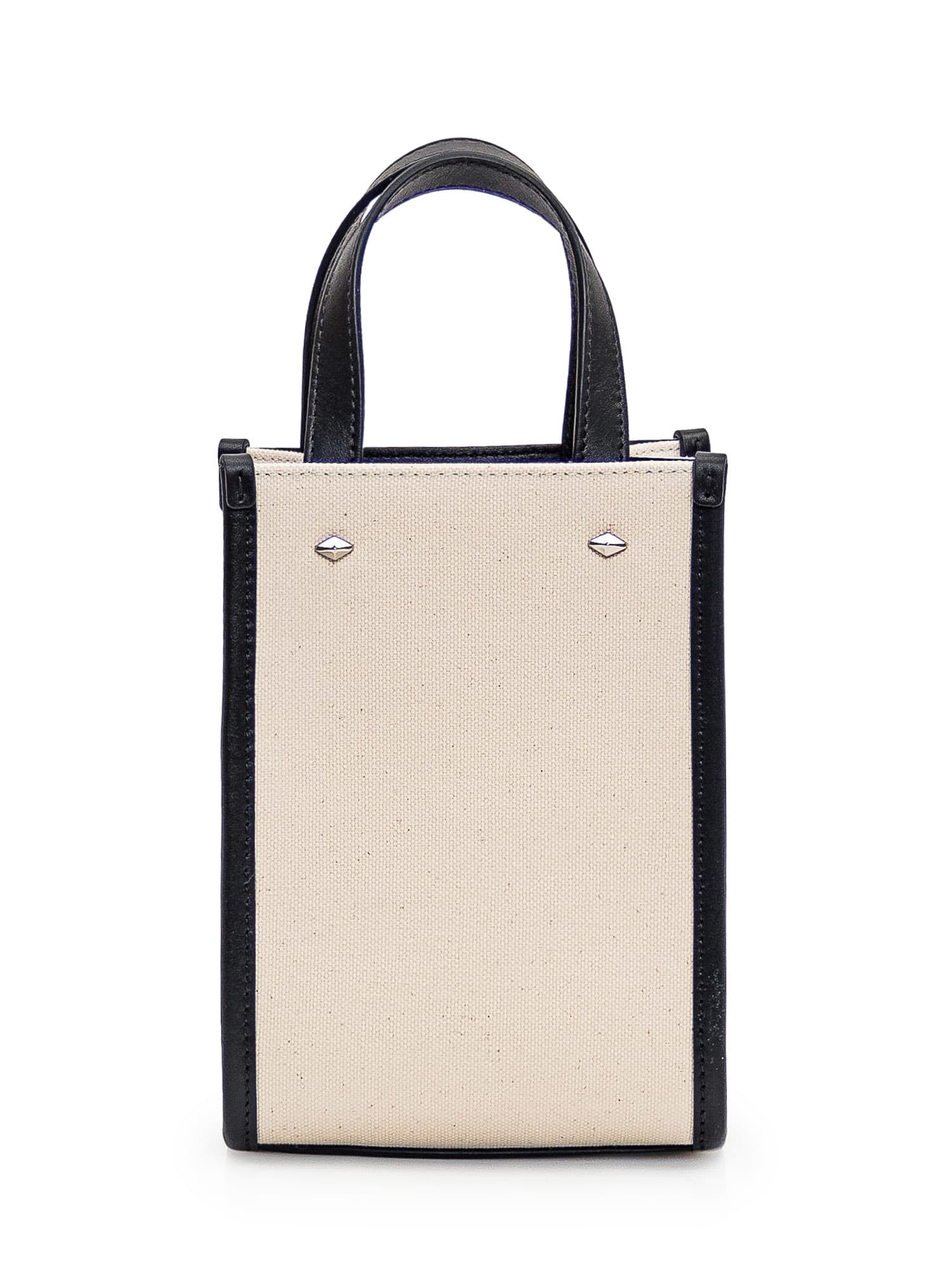 Shop Jimmy Choo Tote Mini N/s Bag In Natural/black/silver