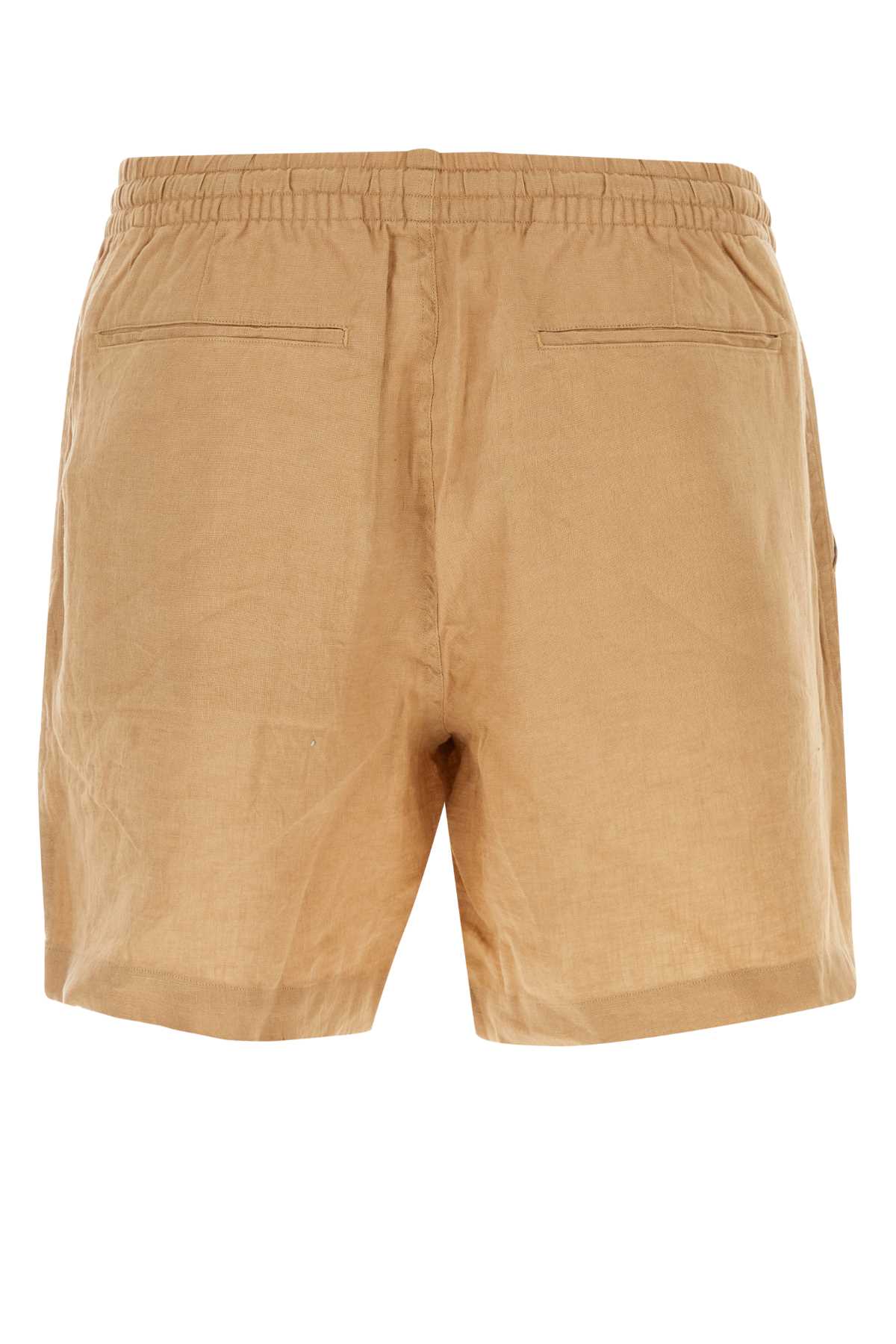 Shop Polo Ralph Lauren Camel Linen Bermuda Shorts In Khaki