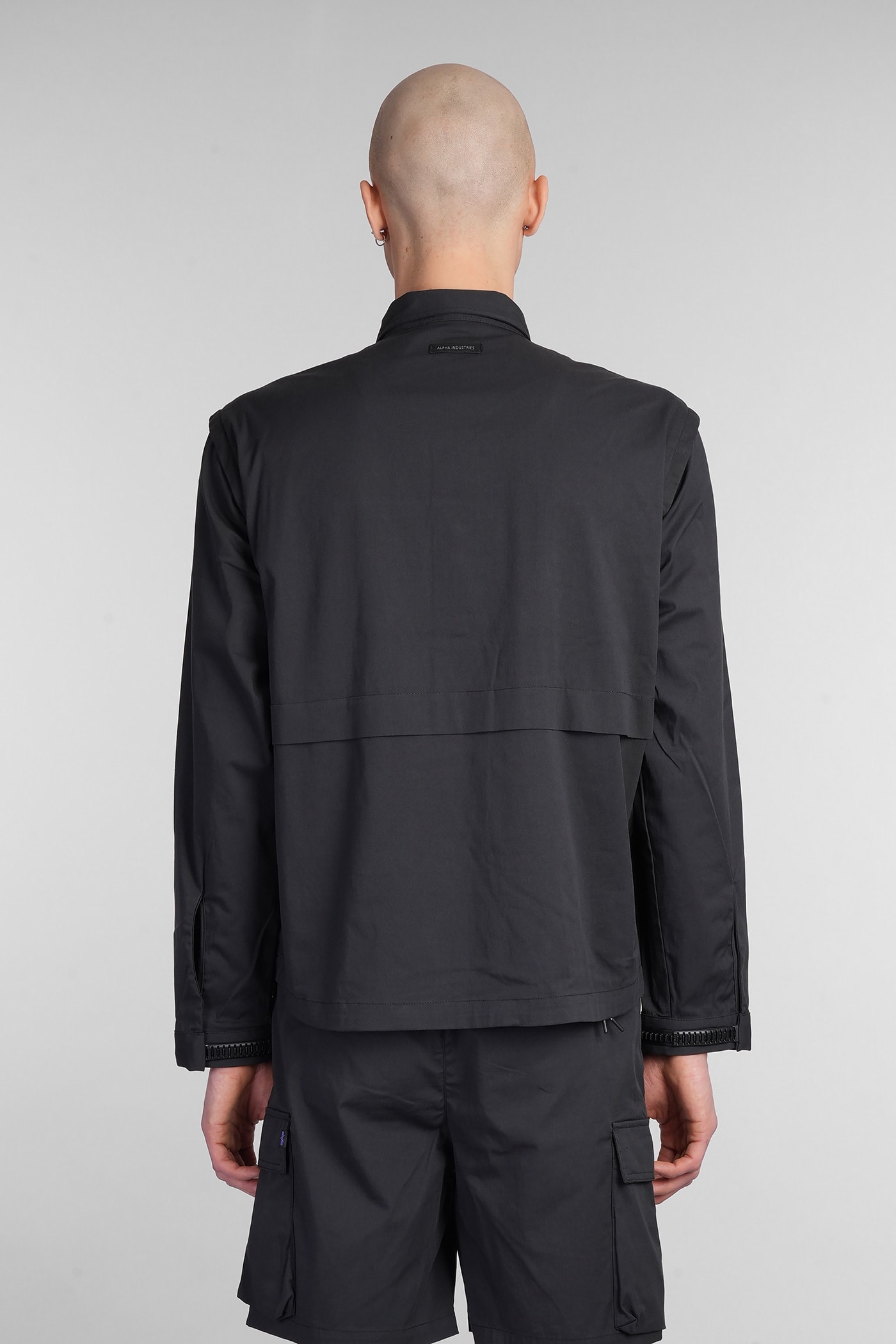 ALPHA INDUSTRIES UTILITY OVERSHIRT SHIRT IN BLACK COTTON