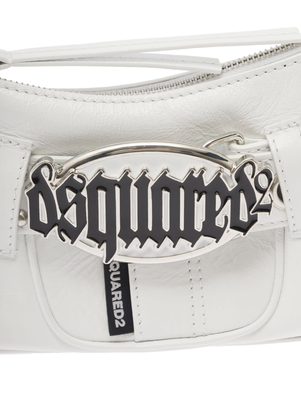 Shop Dsquared2 Gothic White Shoulder Bag With Belt Detail In Smooth Leather Woman