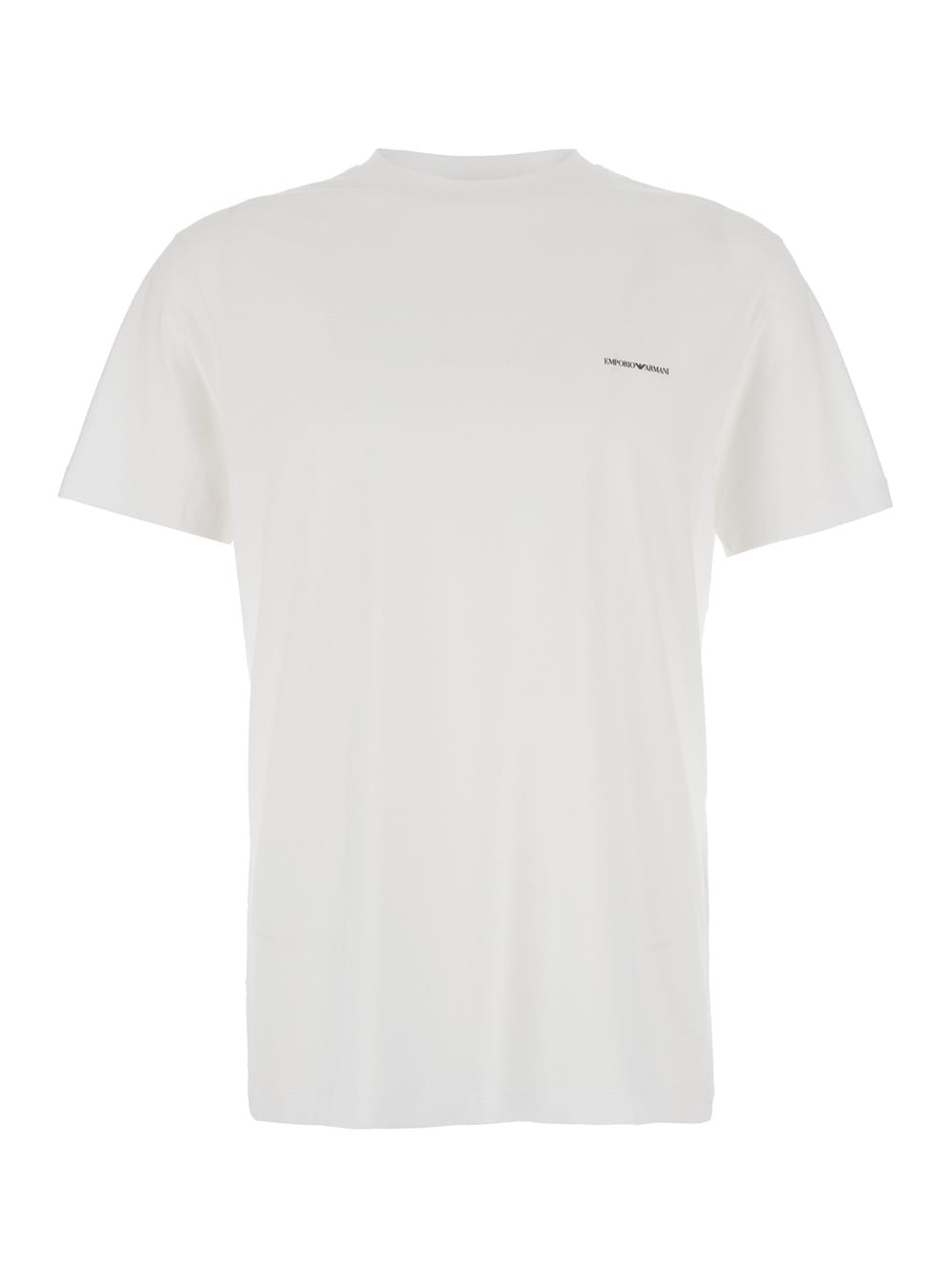 White T-shirt With Logo On The Left Front In Cotton Blend Man