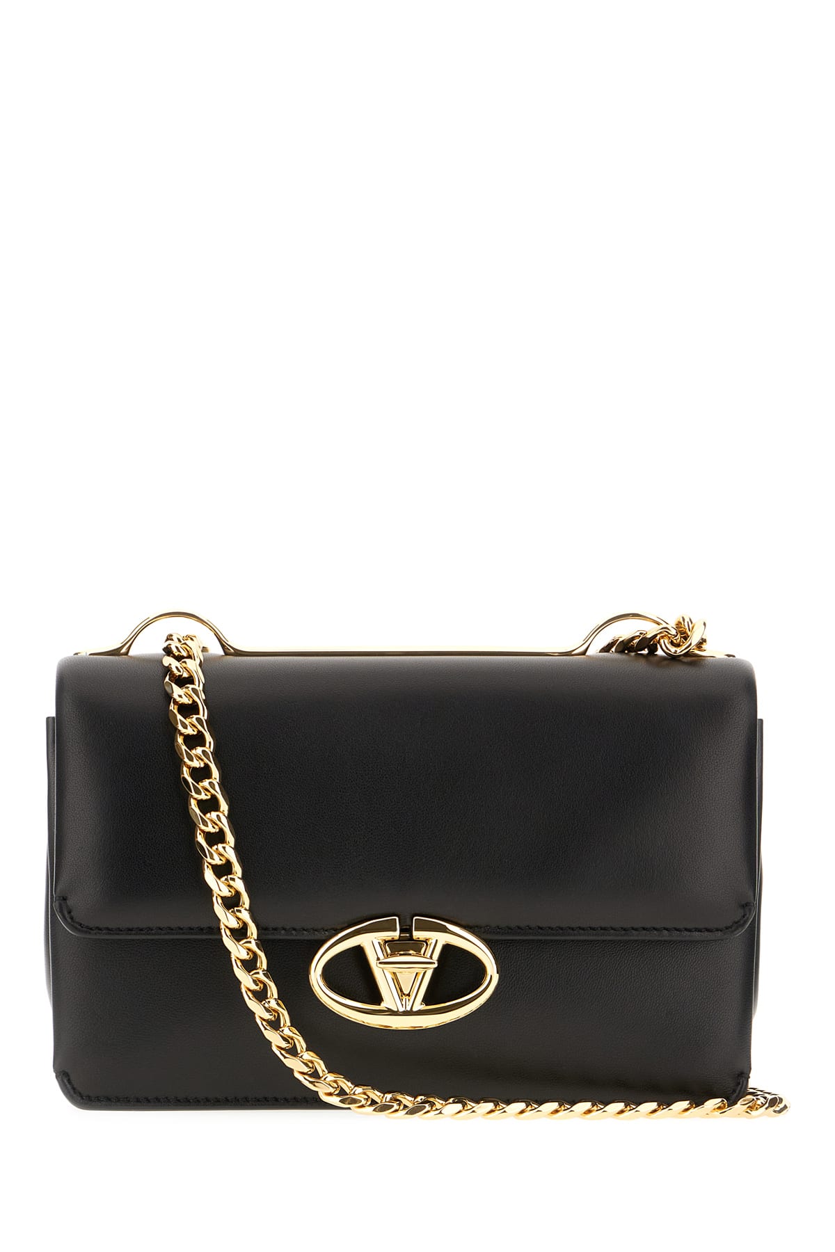 Shop Valentino Black Nappa Leather Vlogo Crossbody Bag