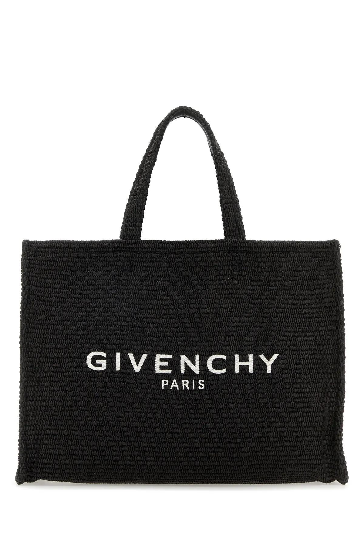 Shop Givenchy Black Raffia Medium G-tote Shopping Bag