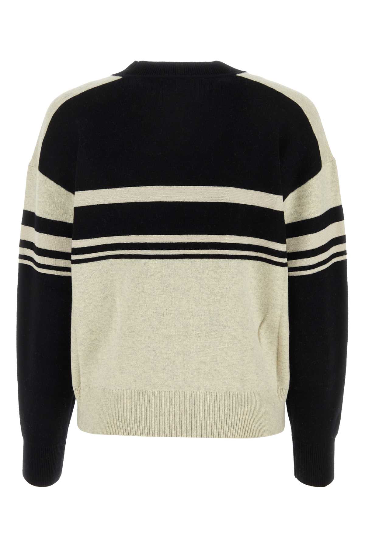 Marant Etoile Two-tone Stretch Cotton Blend Callie Sweater In Black