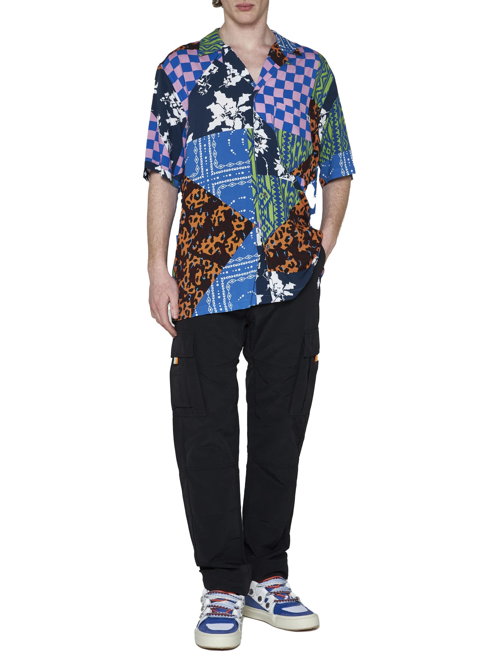 Marcelo Burlon County Of Milan Marcelo Burlon Mix And Match Hawaii Shirt Blue In Blue Multicolor