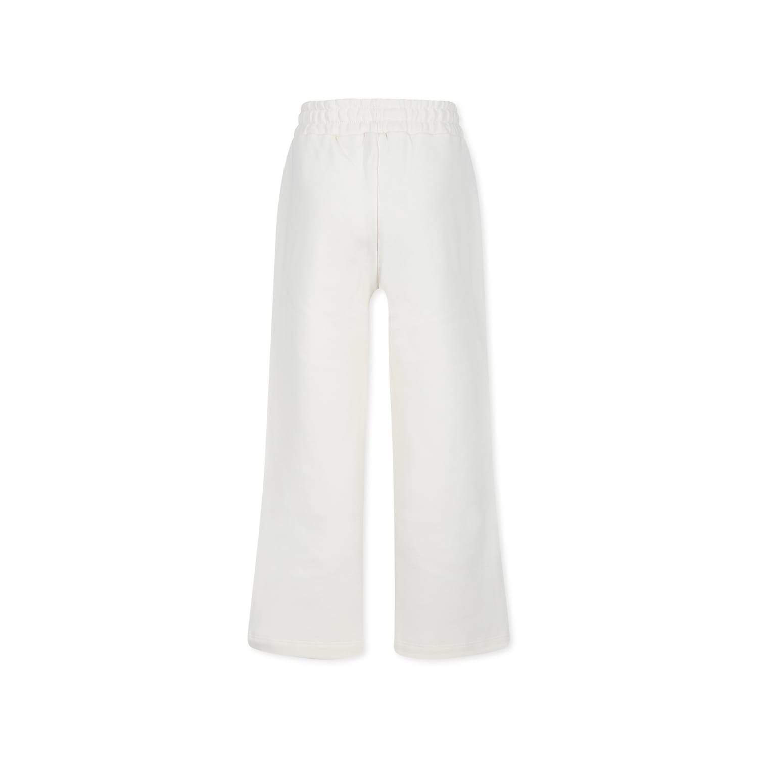 Msgm Ivory Trousers For Girl With Logo In Ivory