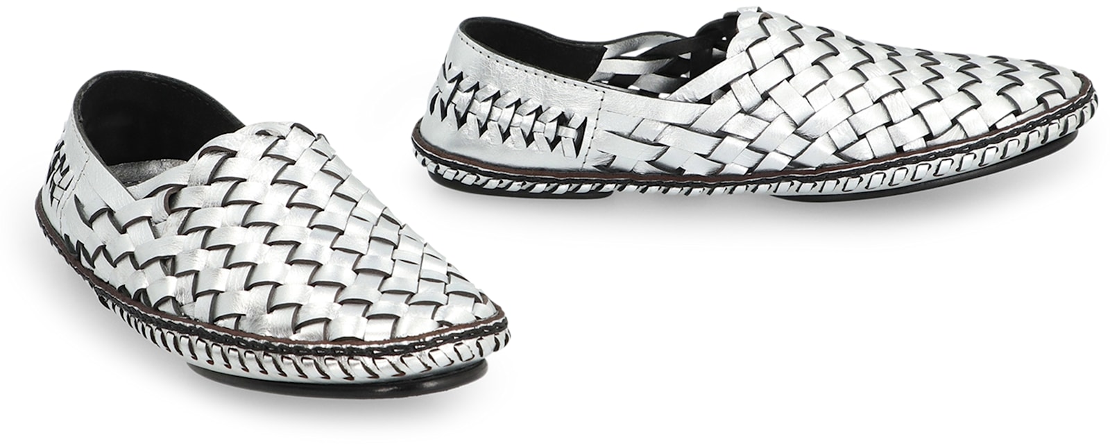 Saint Laurent Neil Leather Loafers In Silver