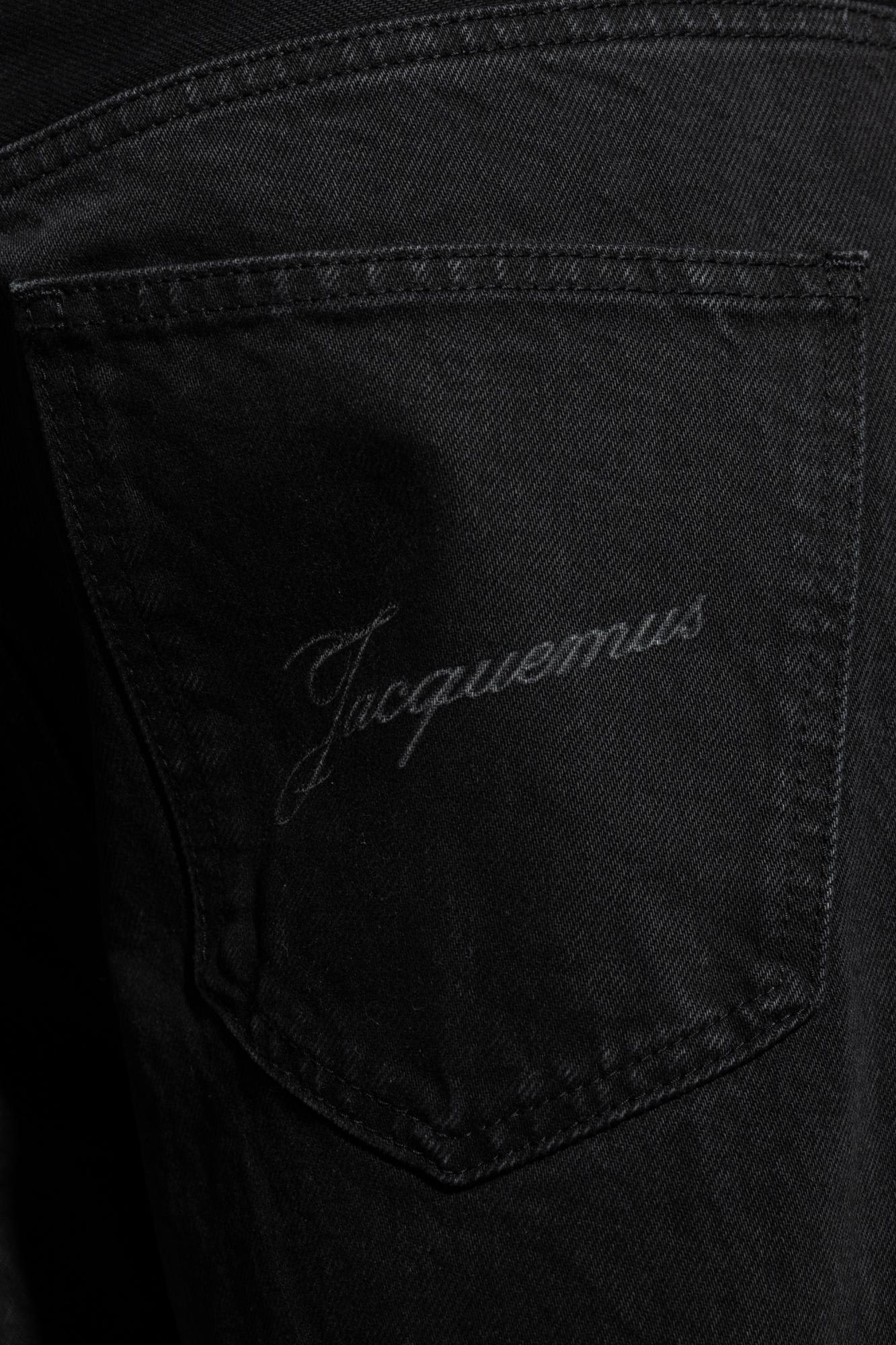 Jacquemus Straight Denim Pants Featuring Belt Loops In Black