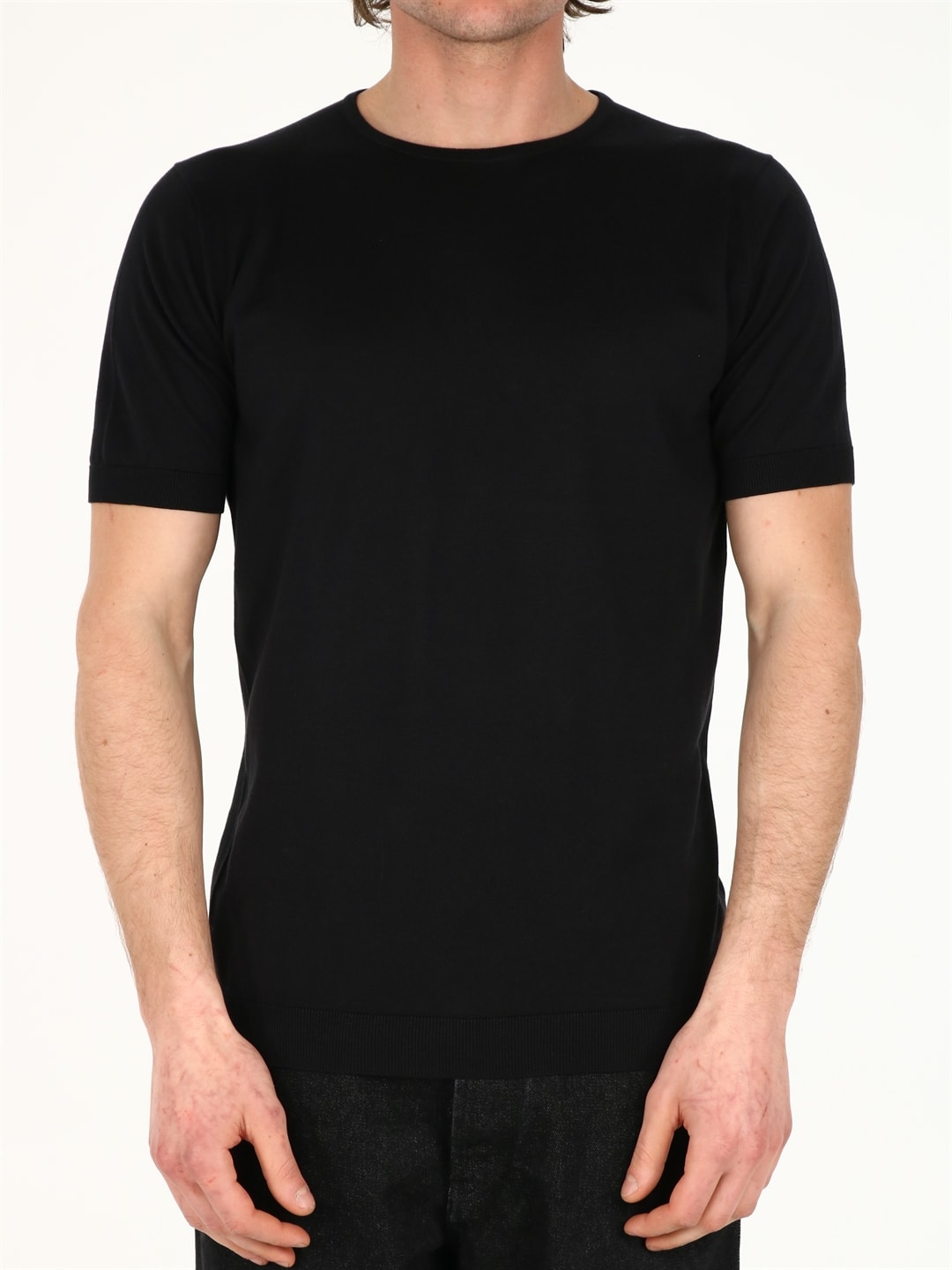 John Smedley Black Cotton T-shirt