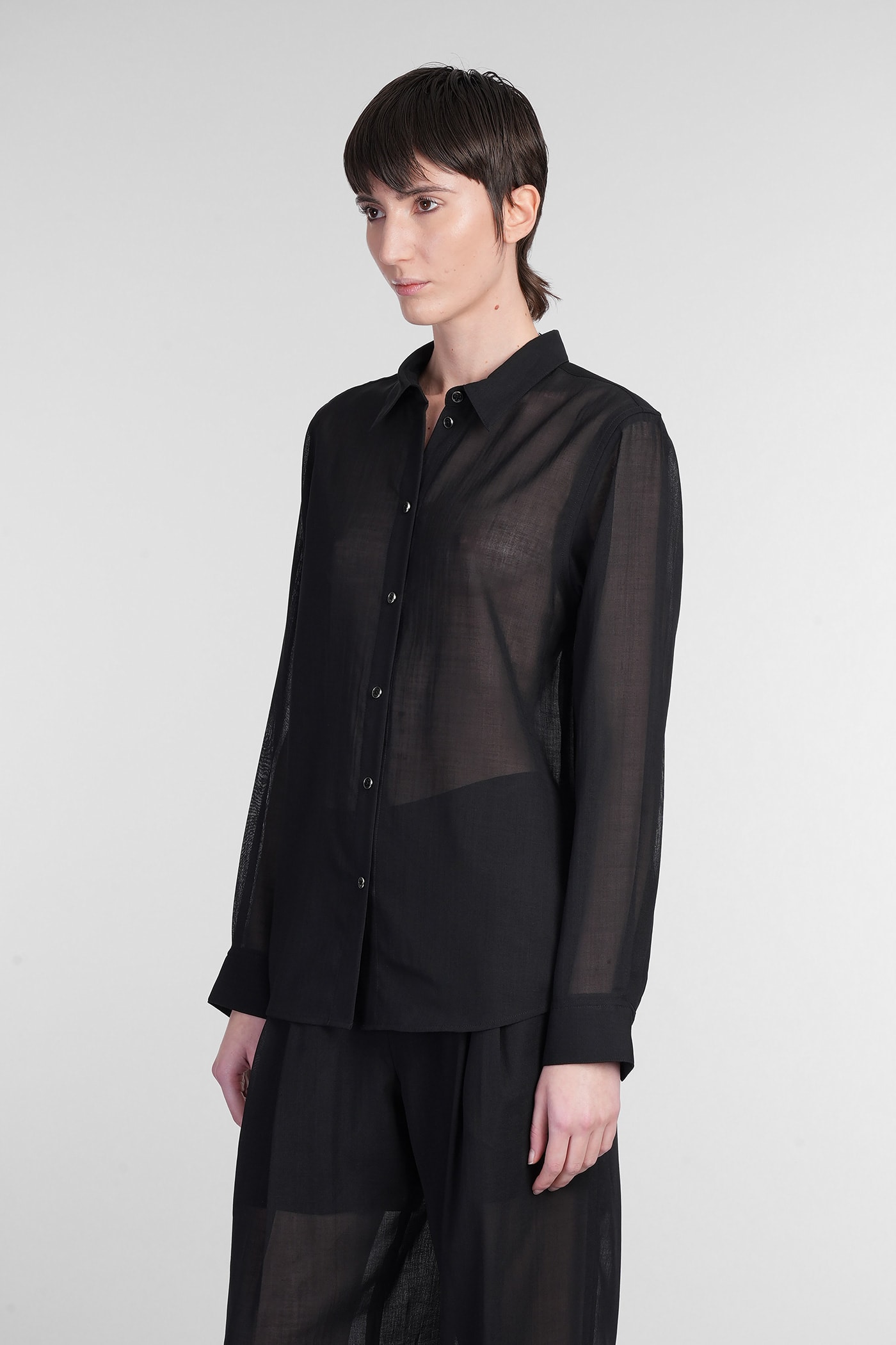 Helmut Lang Shirt In Black Wool In Black