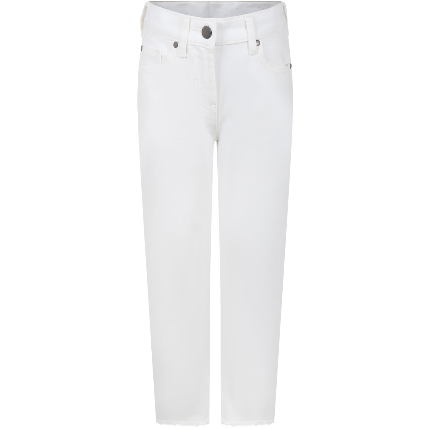 Stella Mccartney Kids' White Denim Jeans For Girl With Logo