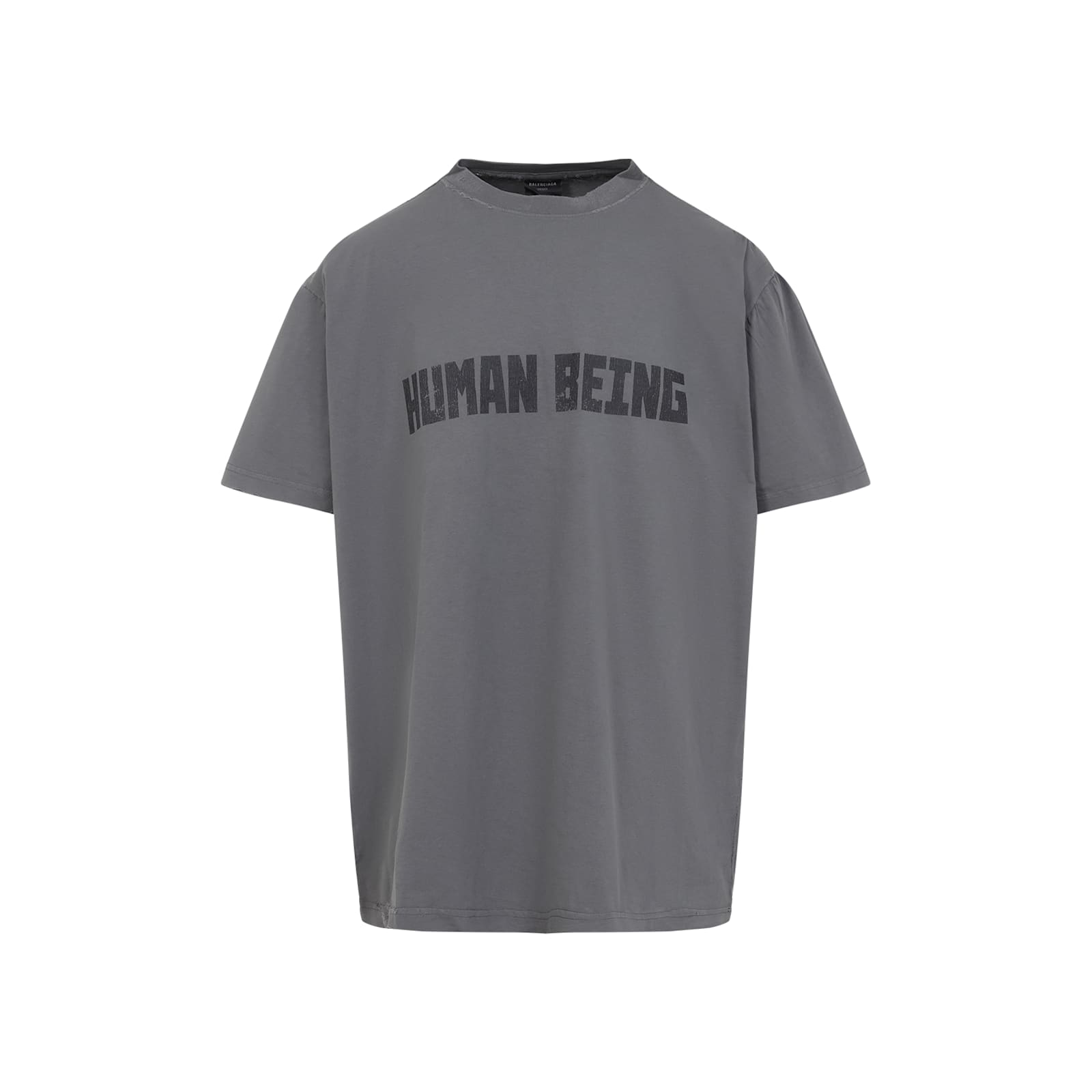 Balenciaga Graphic Text Grey T-shirt With Relaxed Fit