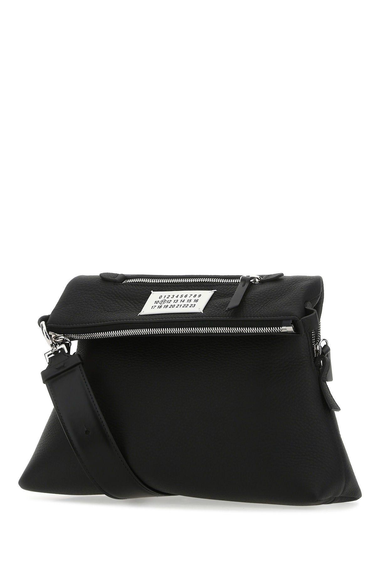 Shop Maison Margiela Black Leather Crossbody Bag