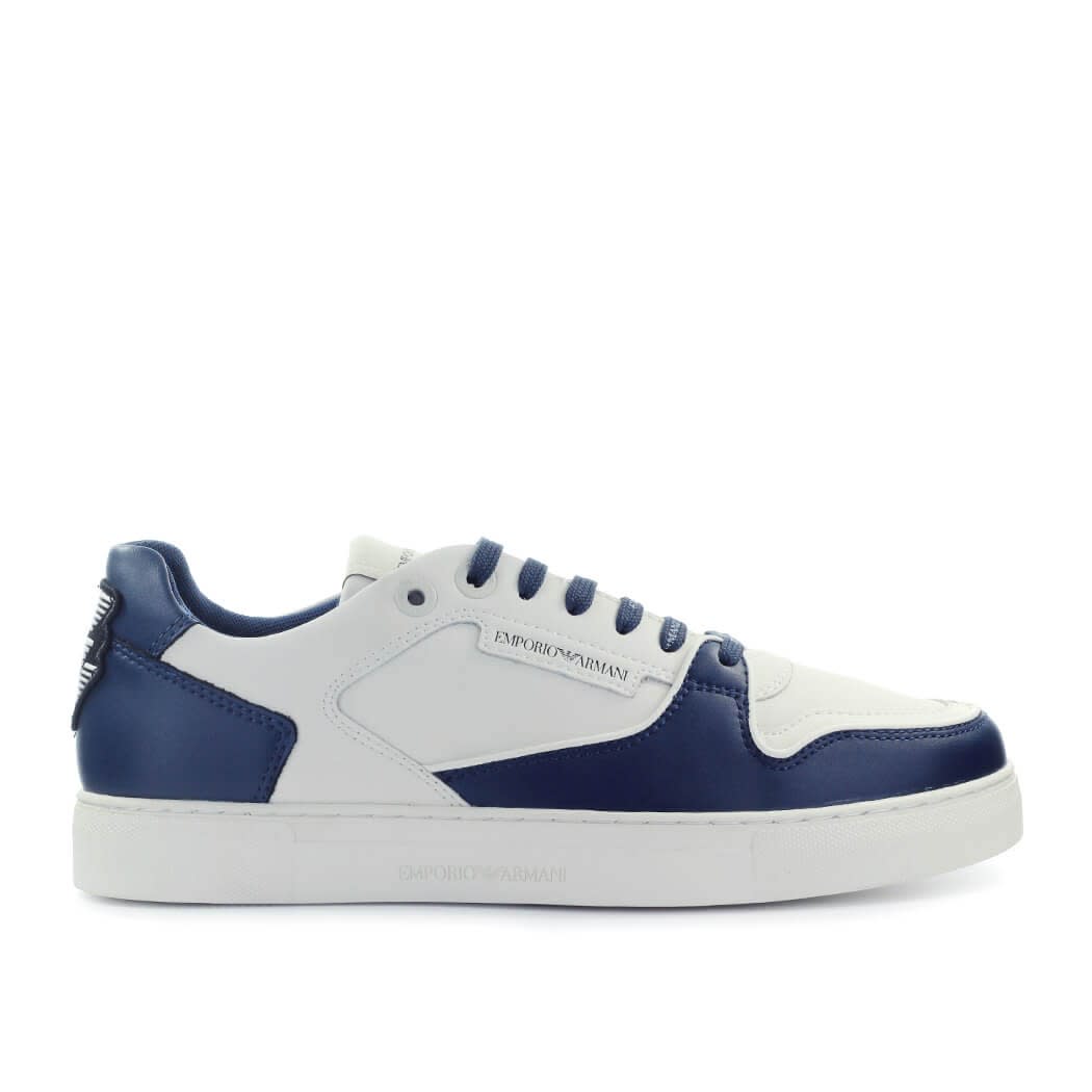 Emporio Armani Navy Blue White Leather Sneaker