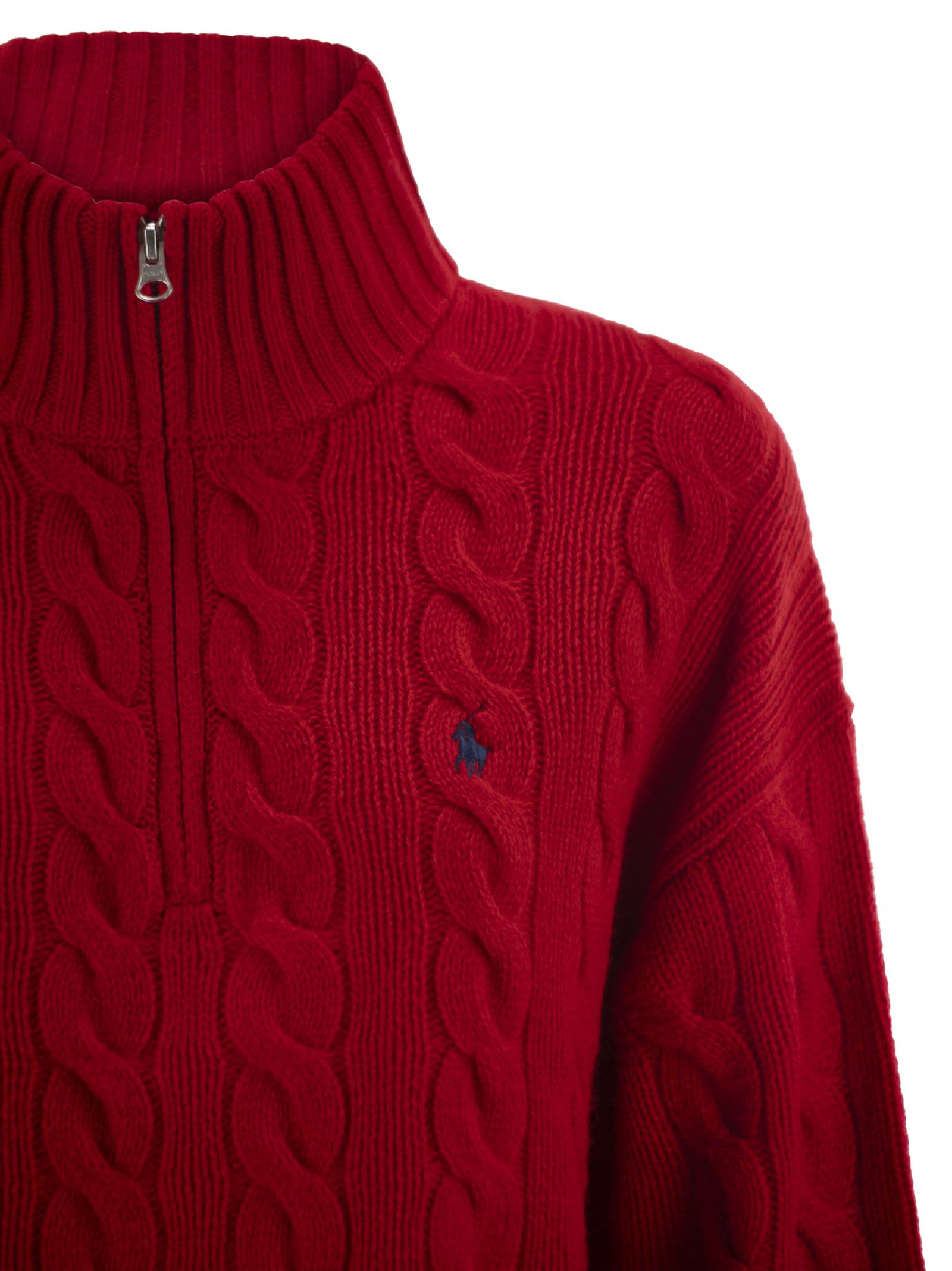 Polo Ralph Lauren Wool And Cashmere Cable Knit Jumper In Red